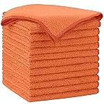 AIDEA Microfiber Cleaning Cloth-12PK, Soft Microfiber Towels for Cars, Absorbent Cleaning Rags, Lint-Free Streak-Free Wash Cloths for House, Kitchen, Window(12in.x12in), Orange