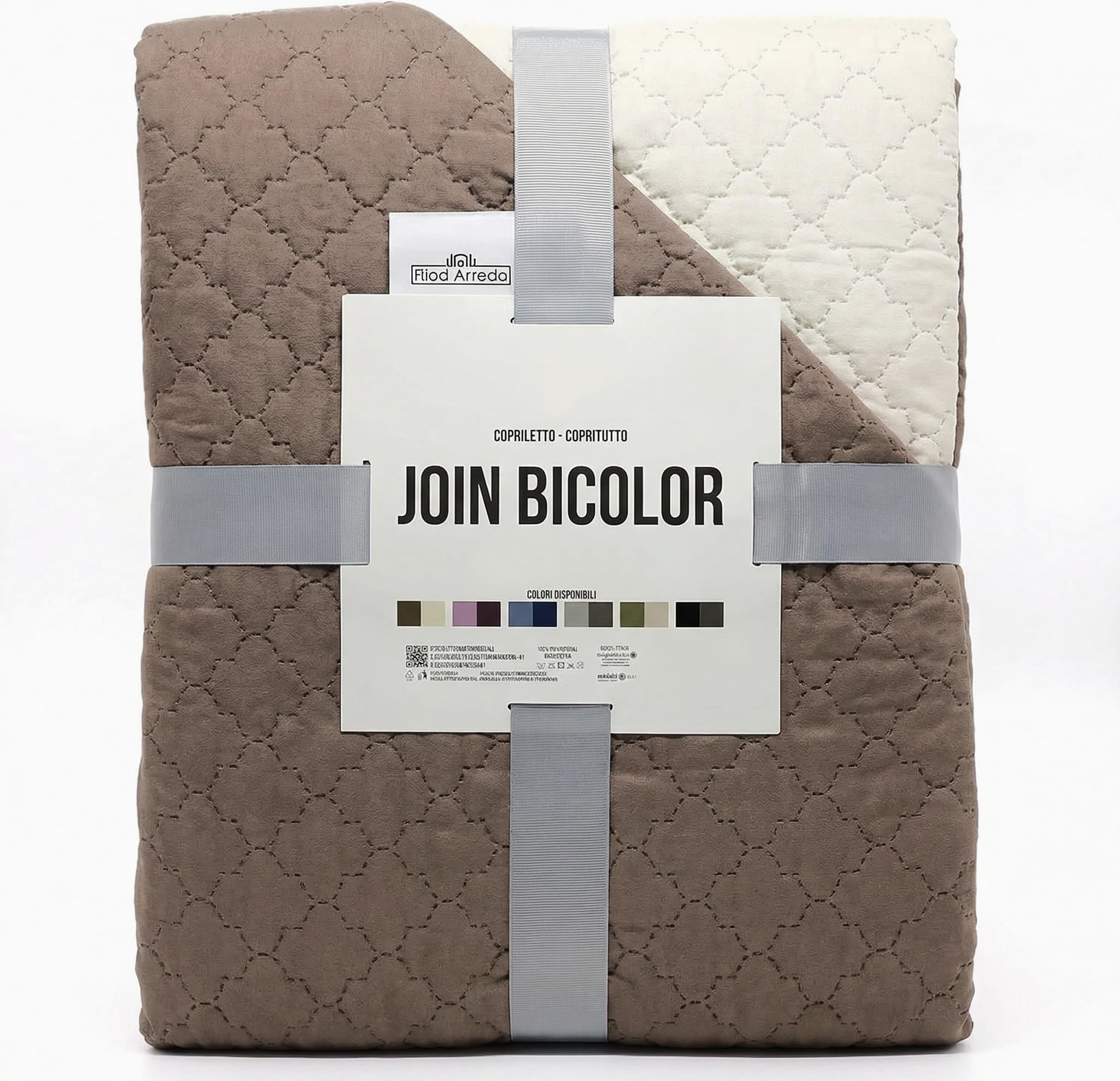 Riad Arredo Trapuntino Primaverile Bicolor Estivo Morbida Microfibra - Copriletto Trapuntato Leggero Double Face Tinta Unita (Cioccolato/Panna, 2 Piazze - 250X250 cm)