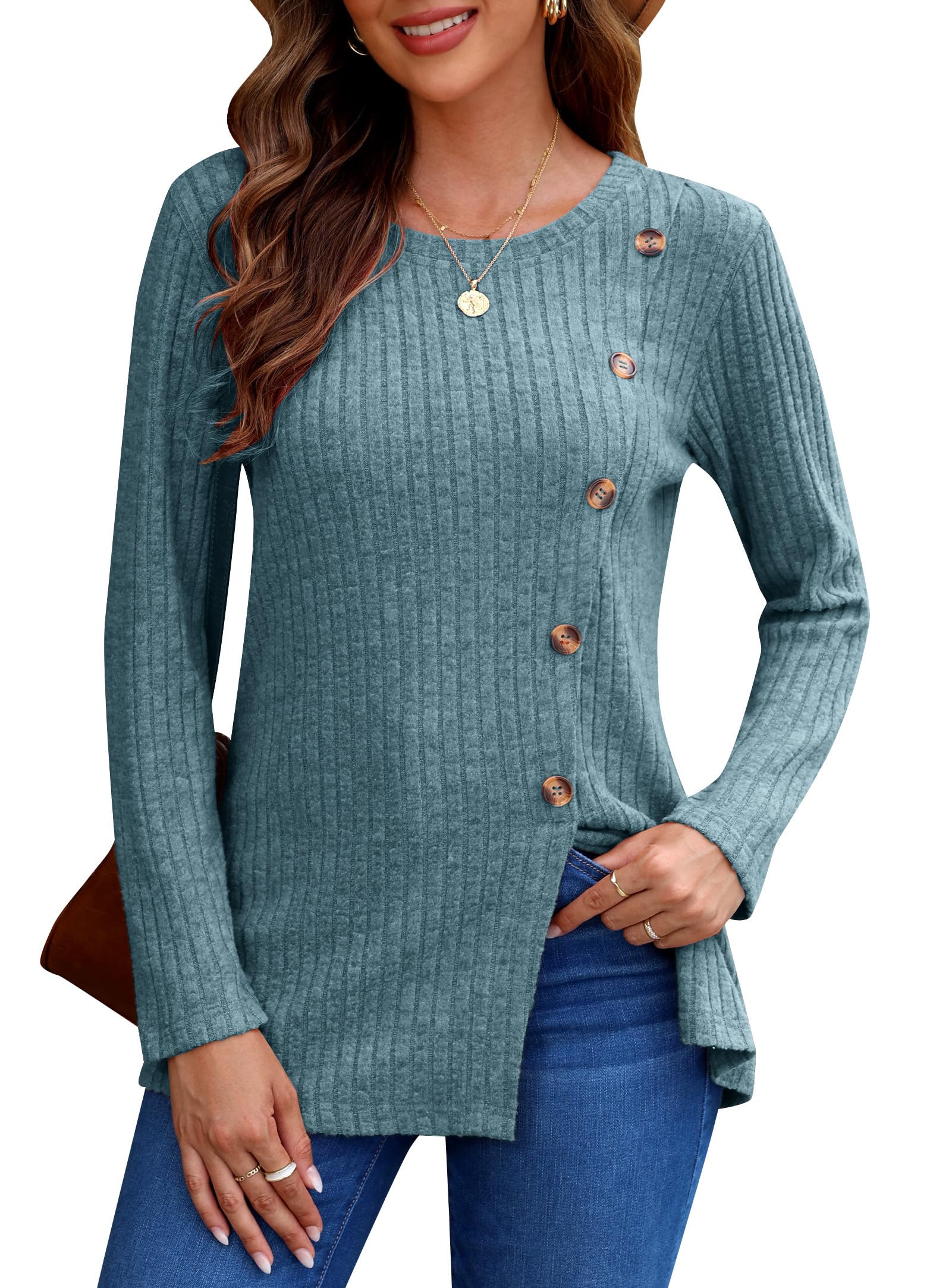 AUSELILY Dames lichtgewicht truien sweatshirts casual effen