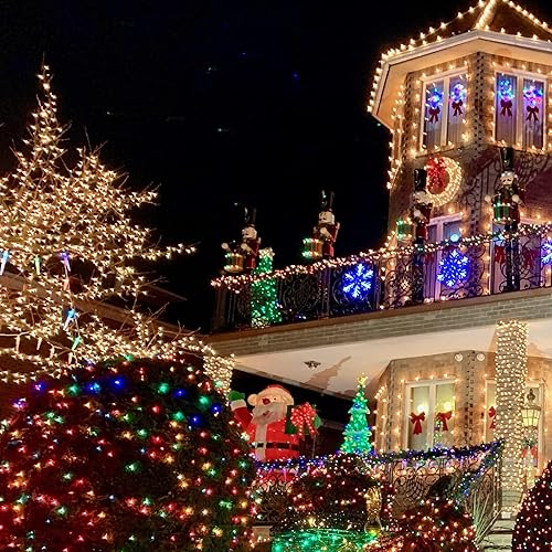 Vista 48 de TW SHINE Mini cadena de luces de Navidad, 20 pies, 100 unidades, incandescentes, mini luces de árbol de Navidad, impermeables, para exteriores, Rojo