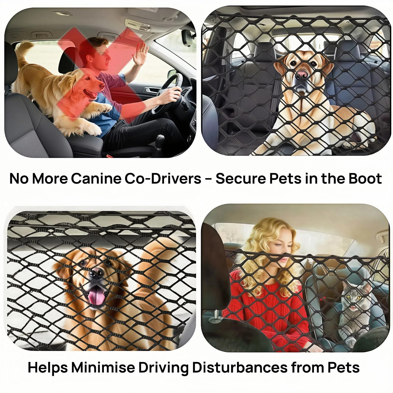 Vexillora Adjustable Car Barrier, Dual-Layer Mesh Boot Divider with Reinforced Hooks - Image 3