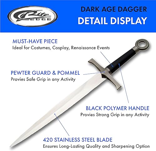 Miniatura 2 de Szco Supplies Daga medieval de la Edad Oscura negra, 15.5 pulgadas