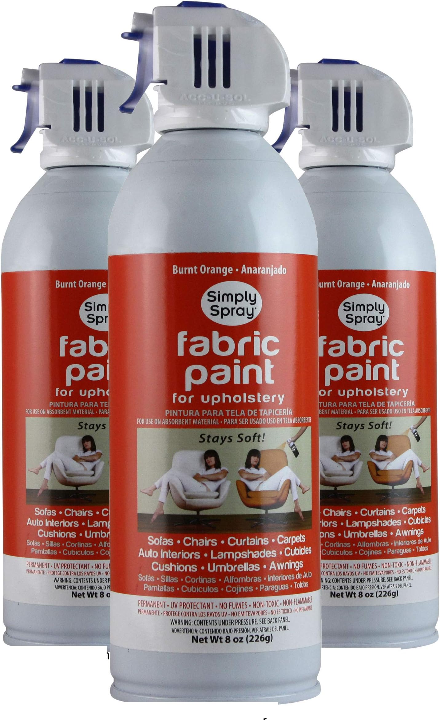 Simply Spray Upholstery Fabric Spray Paint 3 PK Burnt Orange