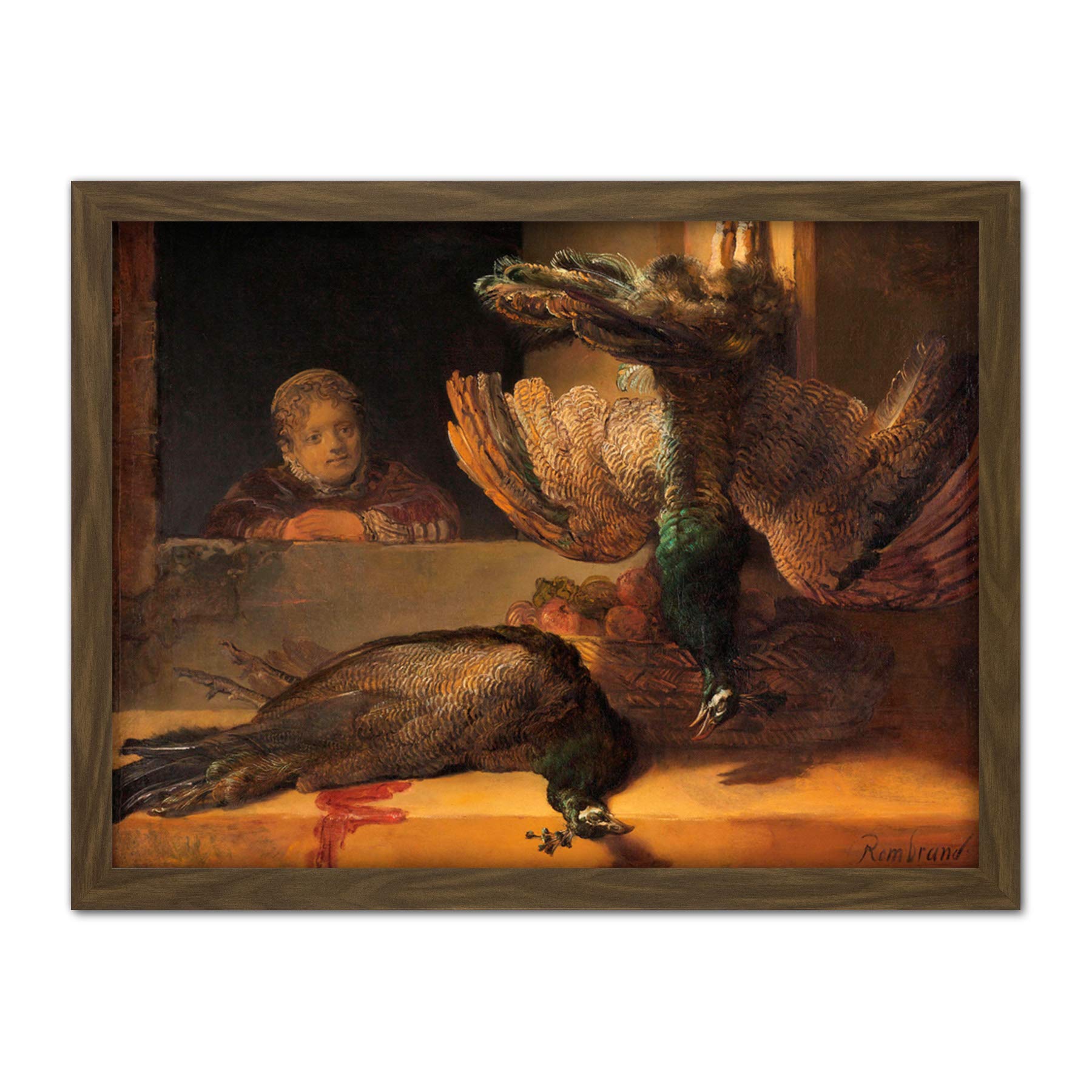 Artery8 Rembrandt Still Life With Peacocks Painting Artwork Framed Wall Art Print 18X24 Inch