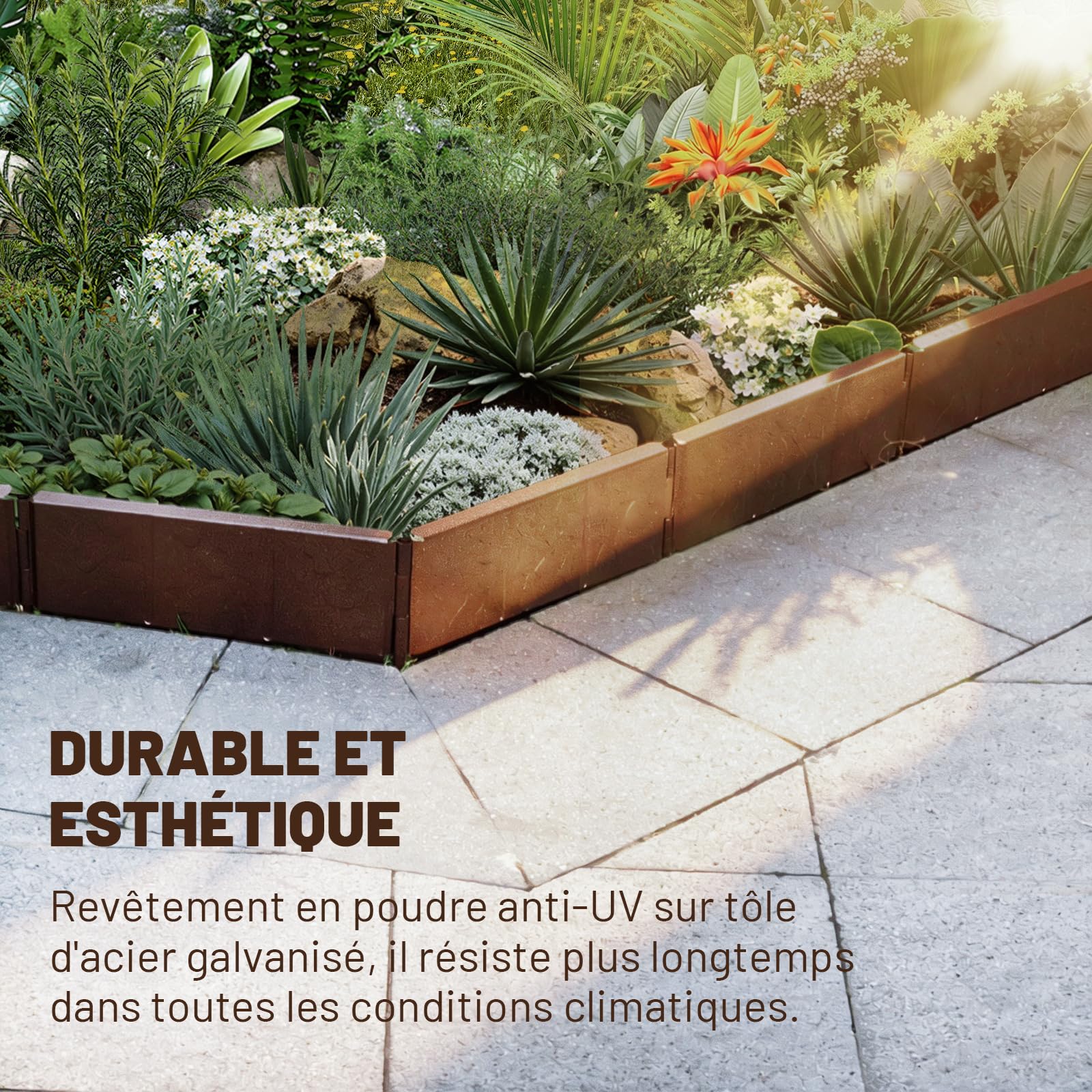 AUDEMAR Bordure de Jardin en Acier 10cm x 30cm Bordure de pelouse Flexible et très Résistant pour Aménagement Extérieur Facile à Installer pour Jardin Plantes Potager