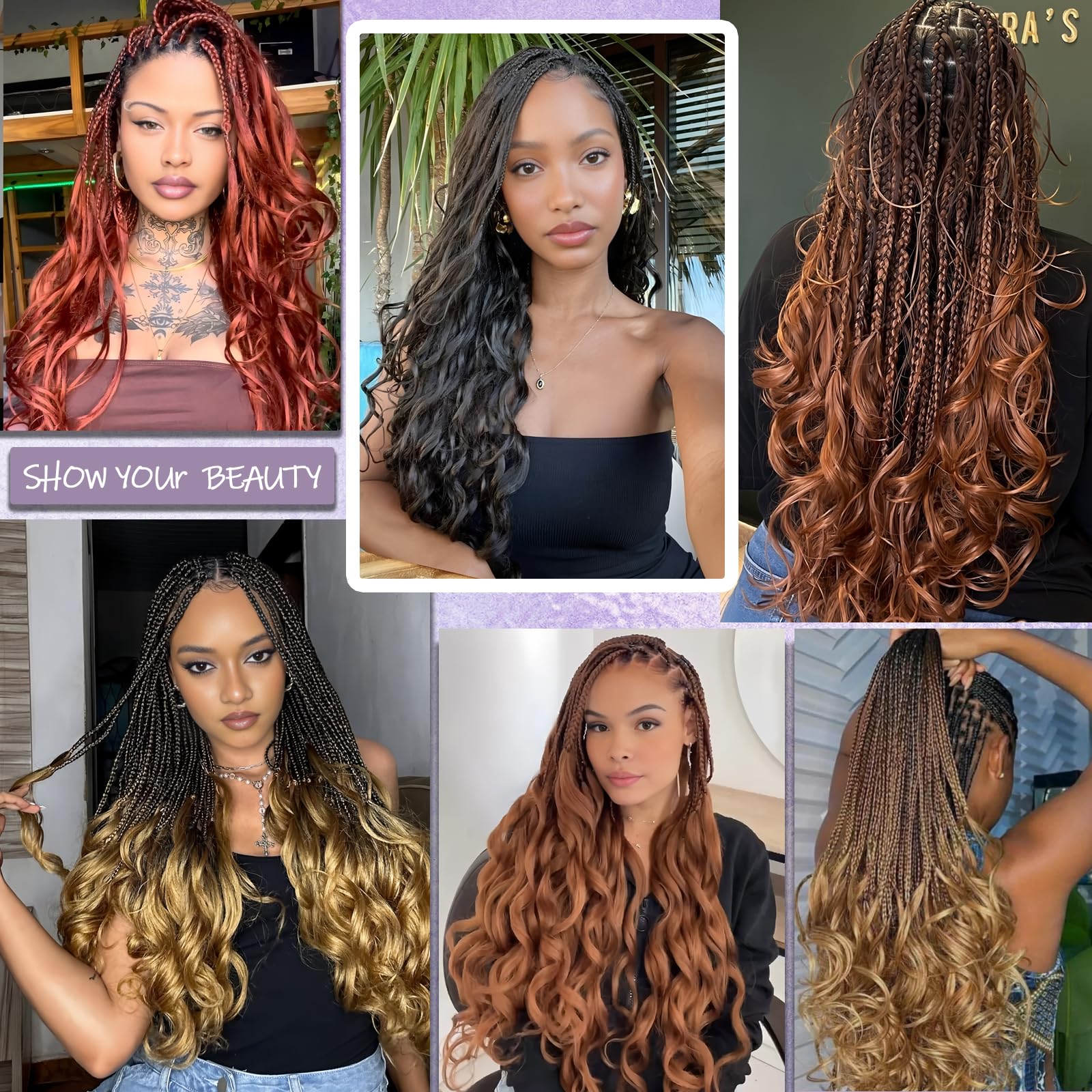 24 Inch French Curls Braiding Hair 8 Packs Spanish Curly Braids Pre Stretched Loose Wave Soft French Curl Synthetic Braiding Hair Extensions for Women (27/613, 24 Inch (Pack of 8))
