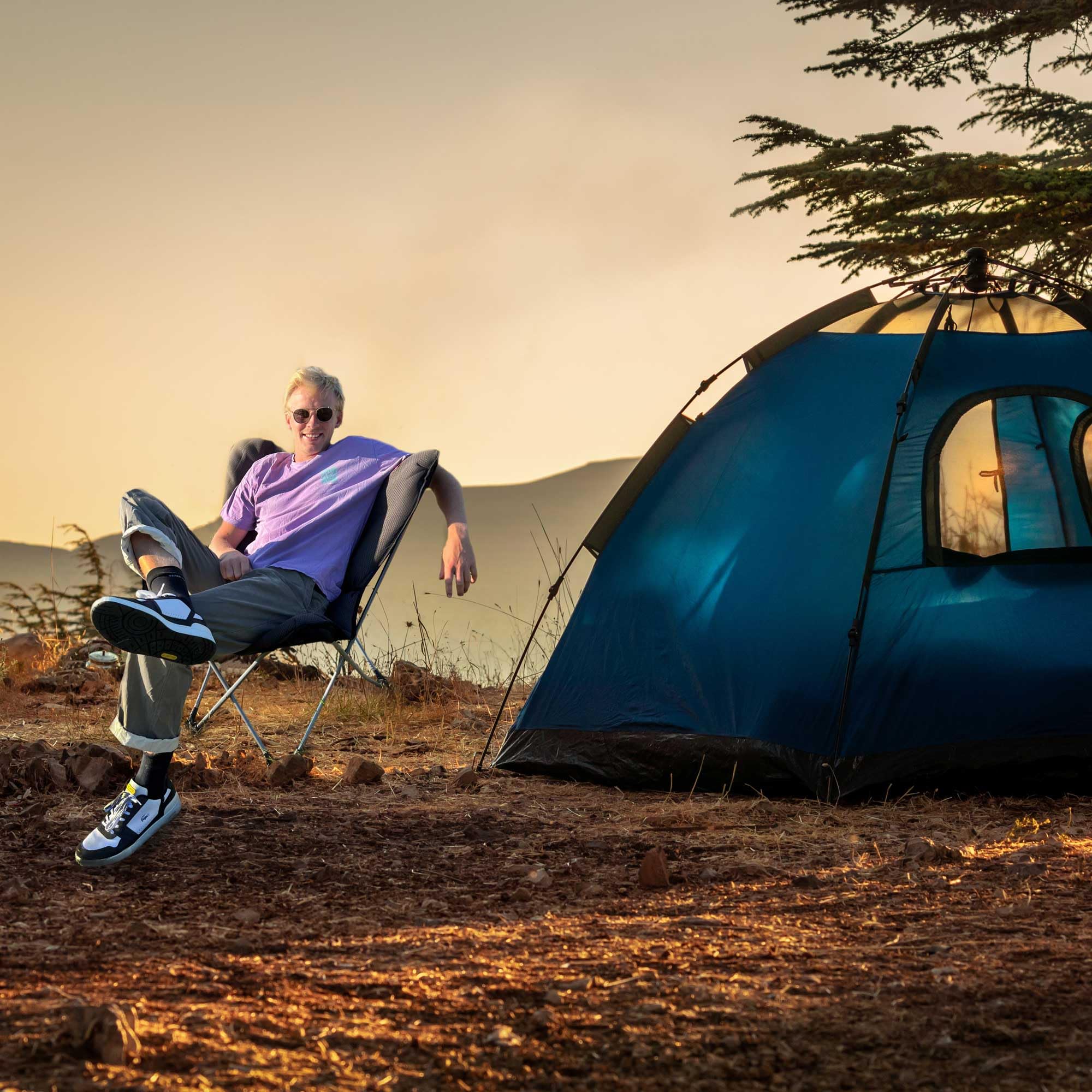 osoltus Faltsessel Butterfly Outdoor Campingsessel Soft Touch 3D f. Balkon Womo Stahl gepolstert Polyester anthrazit