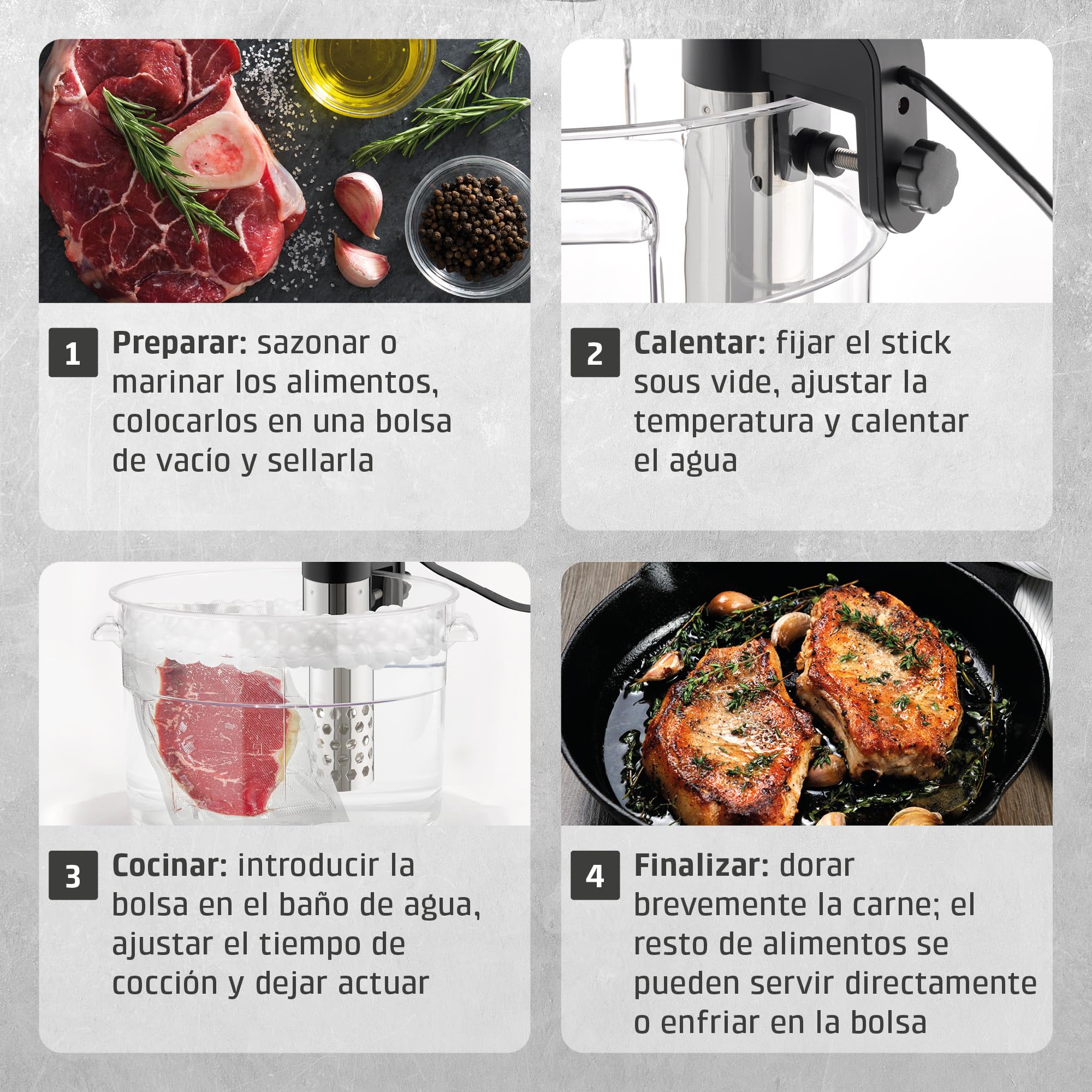 CASO SV 400 - Sous Vide roner cocina baja temperatura profesional 1000W, Stick Sous Vide para recipientes de hasta 20 l de volumen, cocina Sous Vide, 25-90 °C en incrementos de 0,5 °C, IPX7