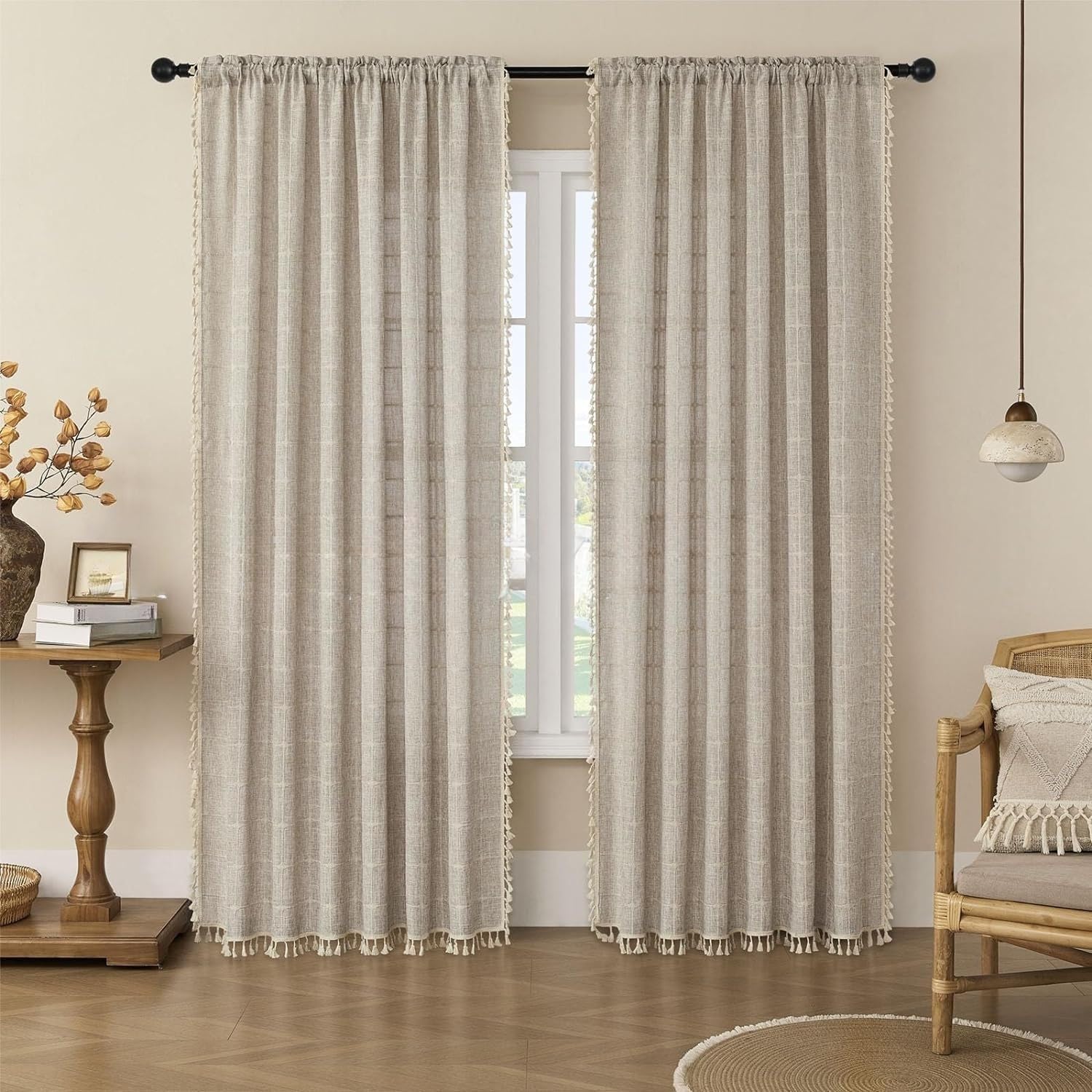 KIZAMI Rideau de Douche en Coton et Lin 130 × 210 cm, Rideau de Douche occultant, Rideau de Douche imperméable sans poinçon, utilisé pour la décoration de Salle de Bain d'hôtel à la Maison