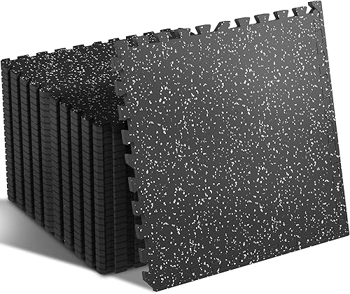SUPERJARE 24 alfombrillas de goma de 0.4 pulgadas de grosor, 96 pies cuadrados, tapetes de espuma EVA de alta densidad con parte superior de goma,