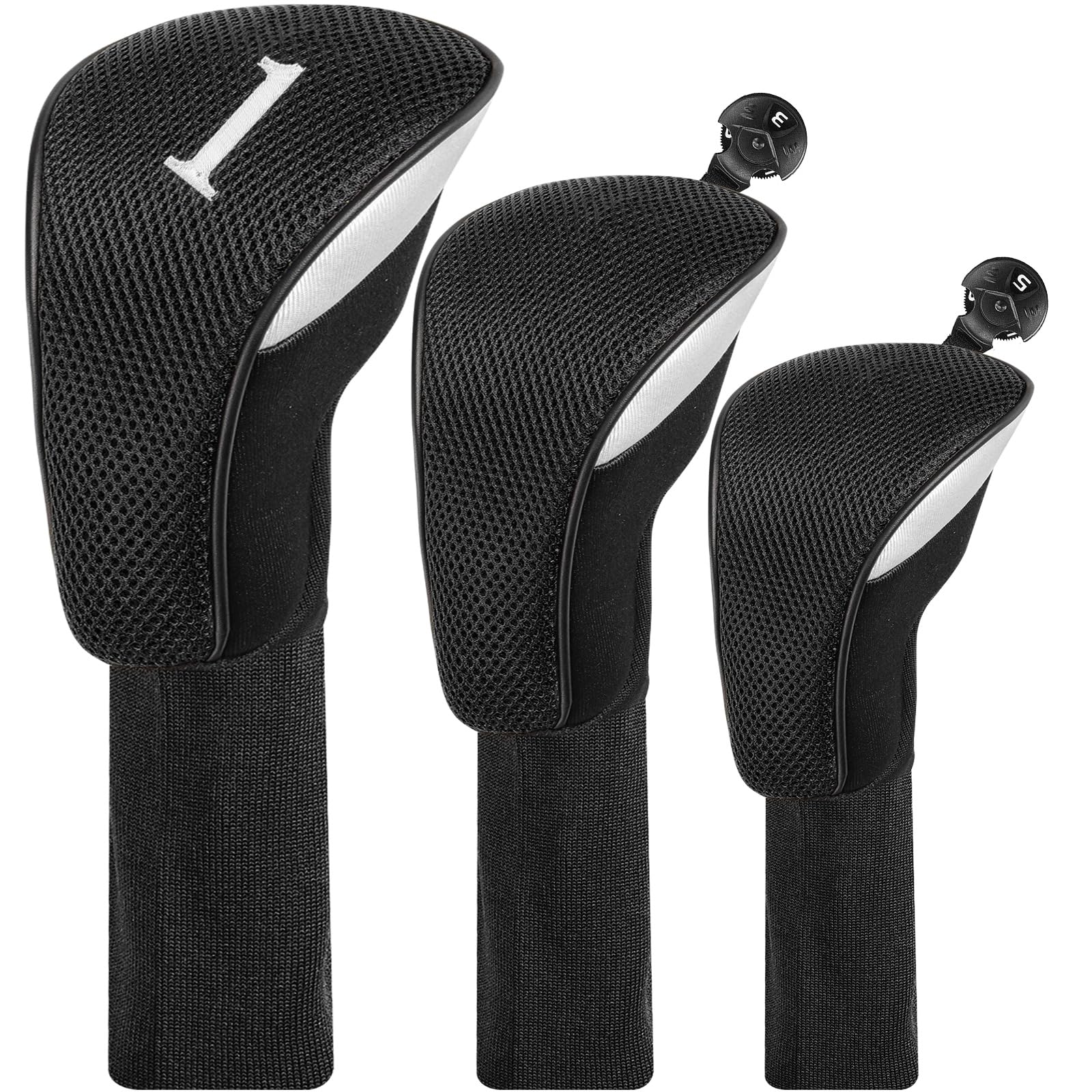 Golf Head Covers, Golf Club Headcovers Single/3PCS/4PCS/5PCS Lightweight Dustproof Wear-resistant Head Protective Cover for 440cc 460cc Driver Fairway Wood Utility Long Neck with Conversion Dag : Spor