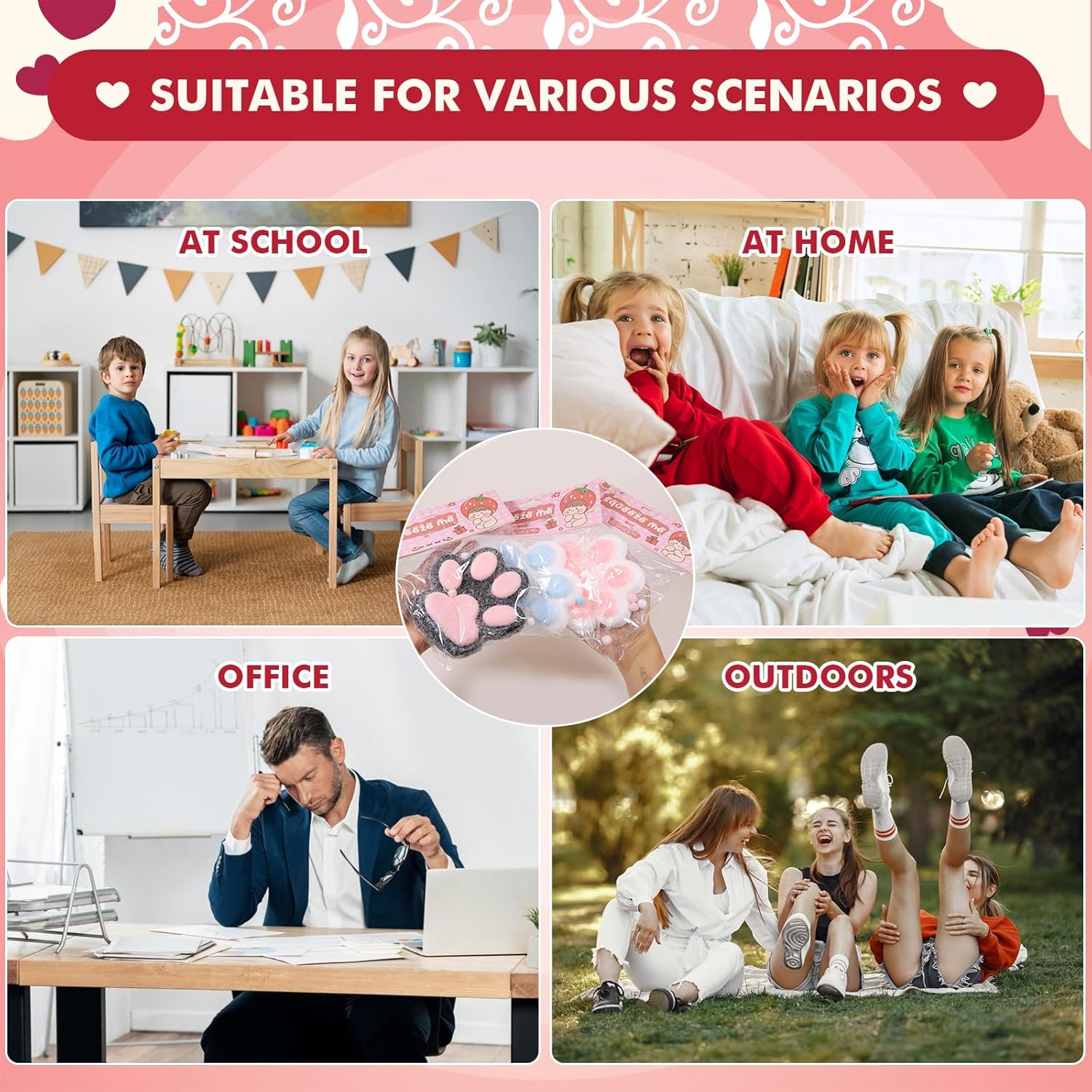 1pcs Cat Paw Squishy Toys,5.5 in Big Cute Kawaii fufu Squishies,Sticky Squeeze Cat Paw Fur Ball,Super Soft Stress Relief Funny Fidget Toys Novelty Things Suitable for Adults Kids