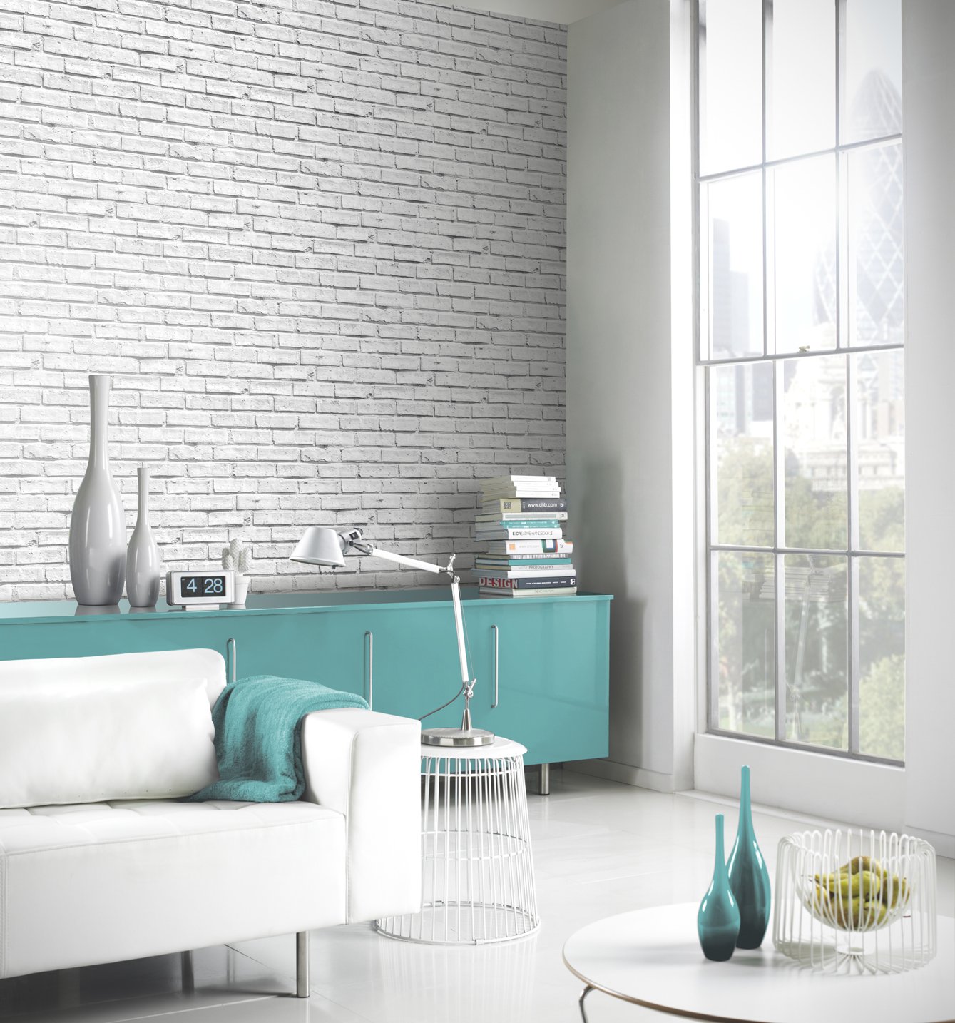 Arthouse White Brick Wallpaper Realistic Brick Effect Rustic White