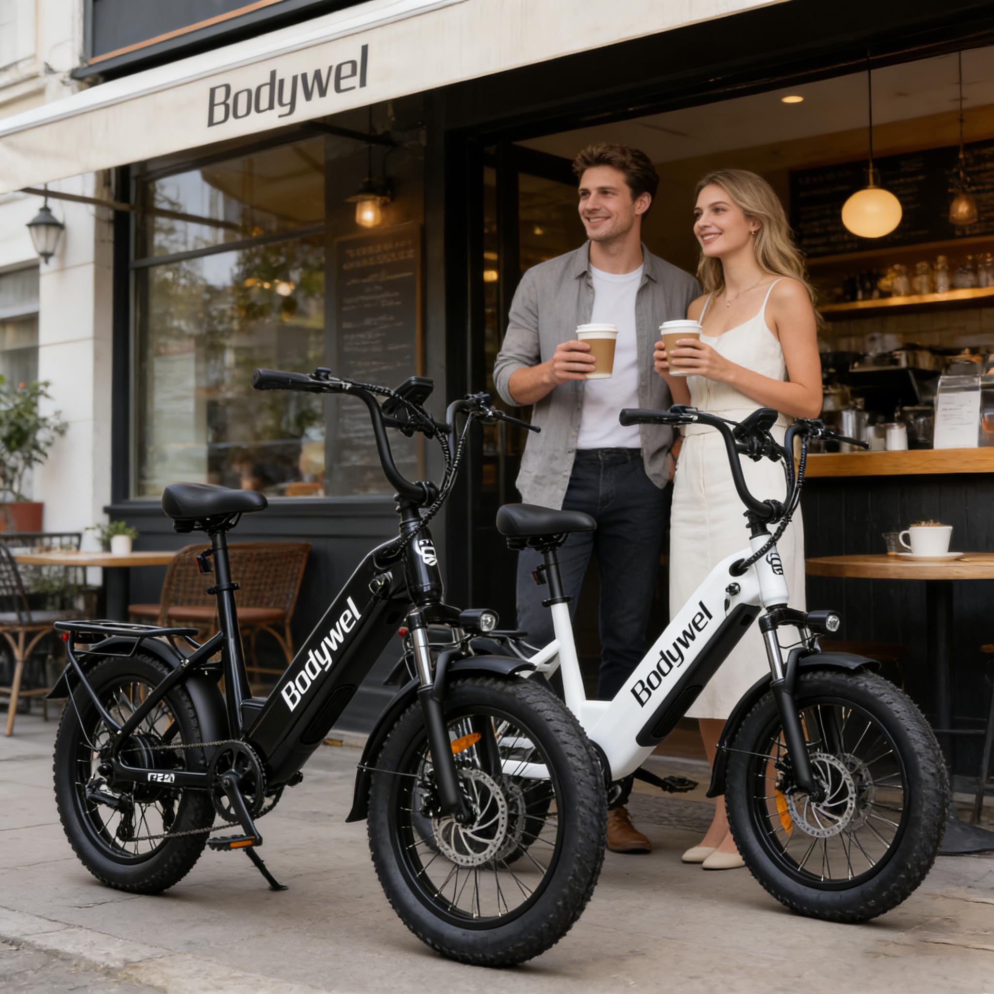 Bodywel F20 E-Bike Adulto 48V 15Ah Batteria 250W Motore 25 km/h, Bici Elettrica Fatbike 20 Pollici per Uomo e Donna, 7 Velocità, Display Smart APP, Freni a Disco 180mm, Portapacchi