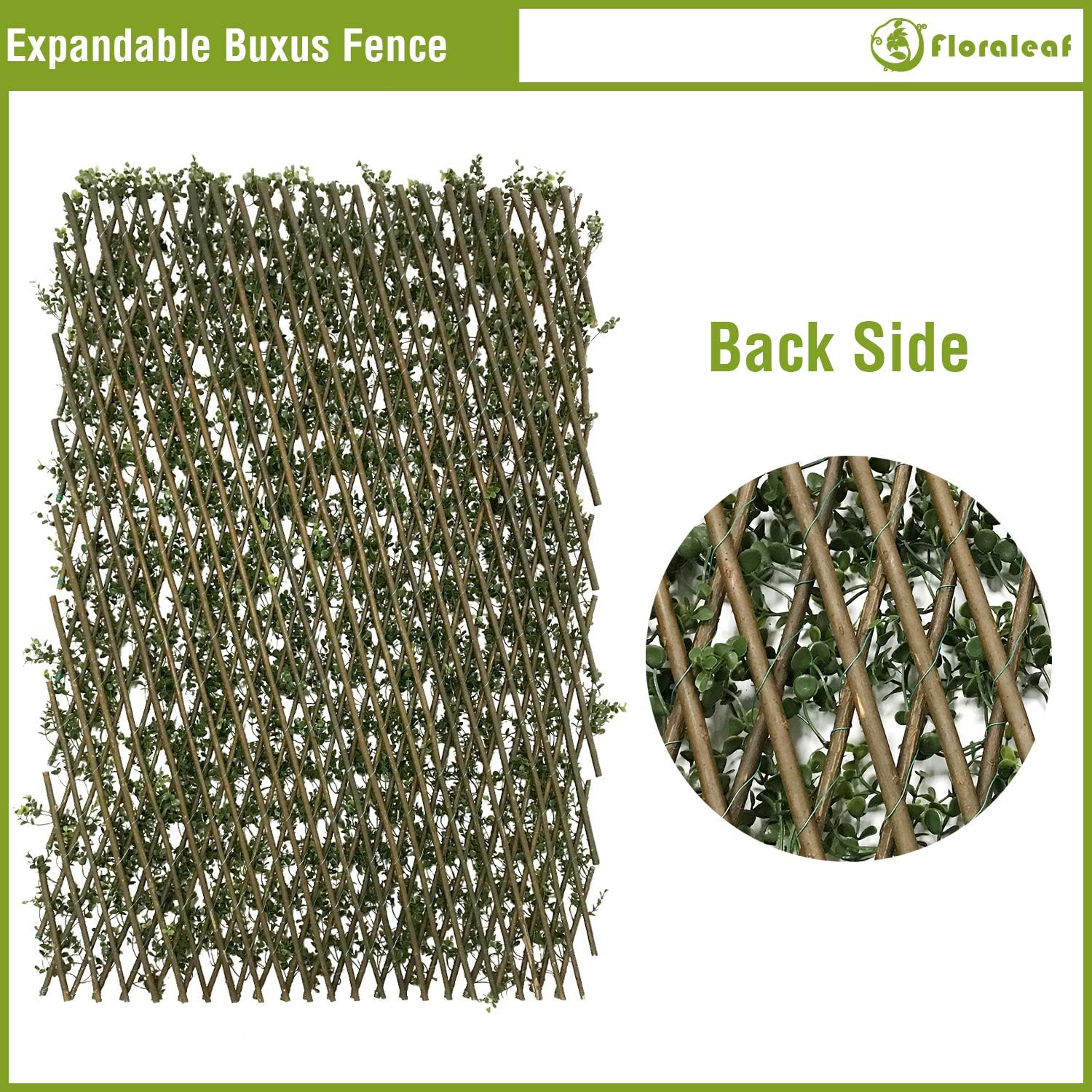 Artificial Ivy Fence Expandable/Stretchable Privacy Fence Screen Leaf, Single Side Leaves and Vine Decoration for Outdoor, Garden, Yard Light Buxus 1 Piece