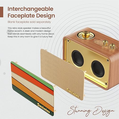 Miniatura 2 de Trenbader Artlink - Altavoz inalámbrico estéreo AMFM Retro de madera Bluetooth con altavoces integrados diseño elegante y vintage altavoz Bluetooth