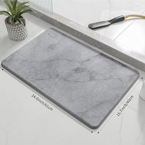 Miniatura 2 de DREAVIO Tapete de baño de piedra, de secado rápido y antideslizante, tapete de baño de tierra de diatomeas, súper absorbente, tapete de baño de