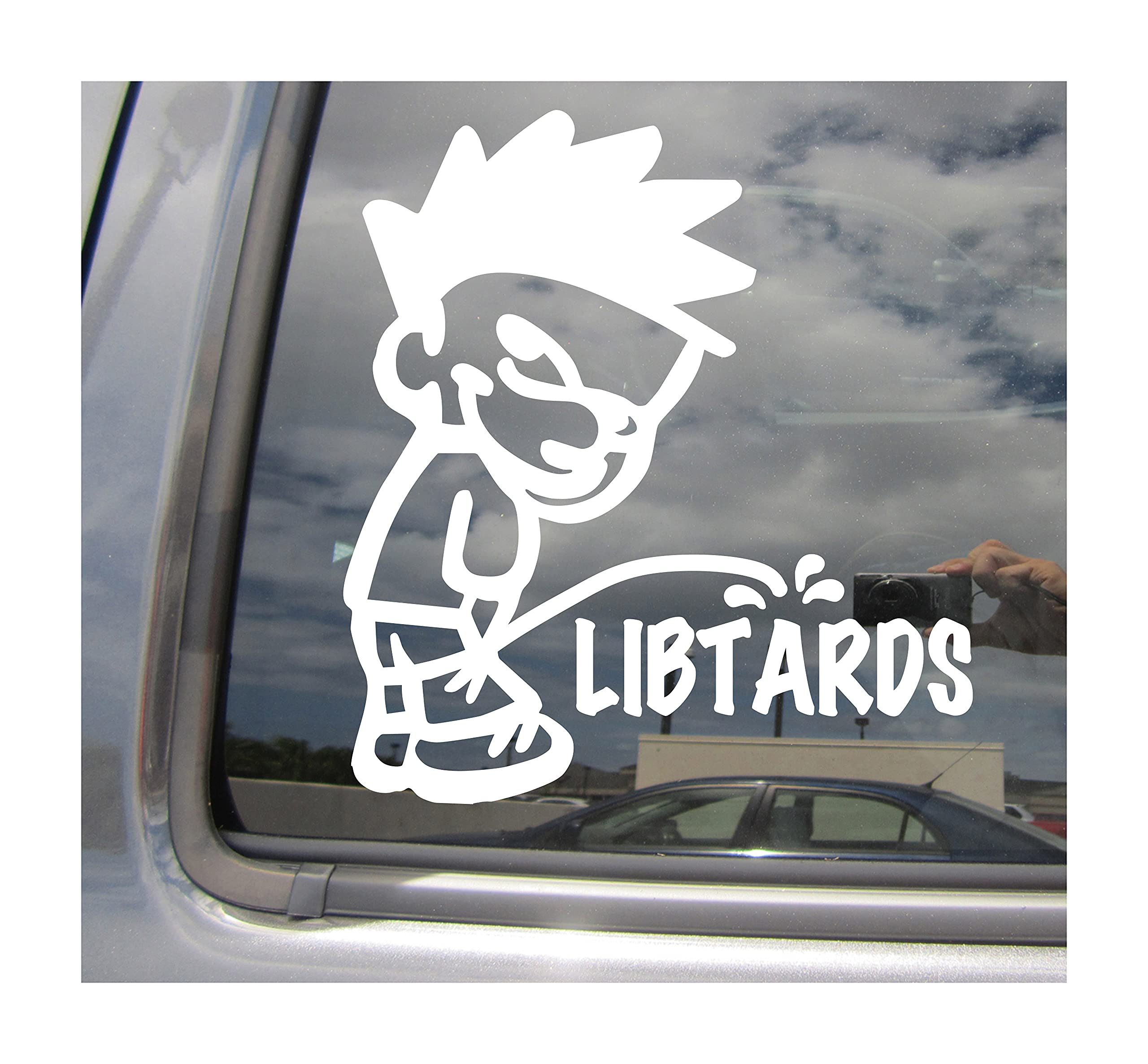 Boy Pee On Libtards - Funny Humorous Piss On Liberals Car Truck Van Moped Helmet Hard Hat Auto Automotive Craft Cup Tumbler Laptop Vinyl Decal Bumper Window Wall Sticker 02128