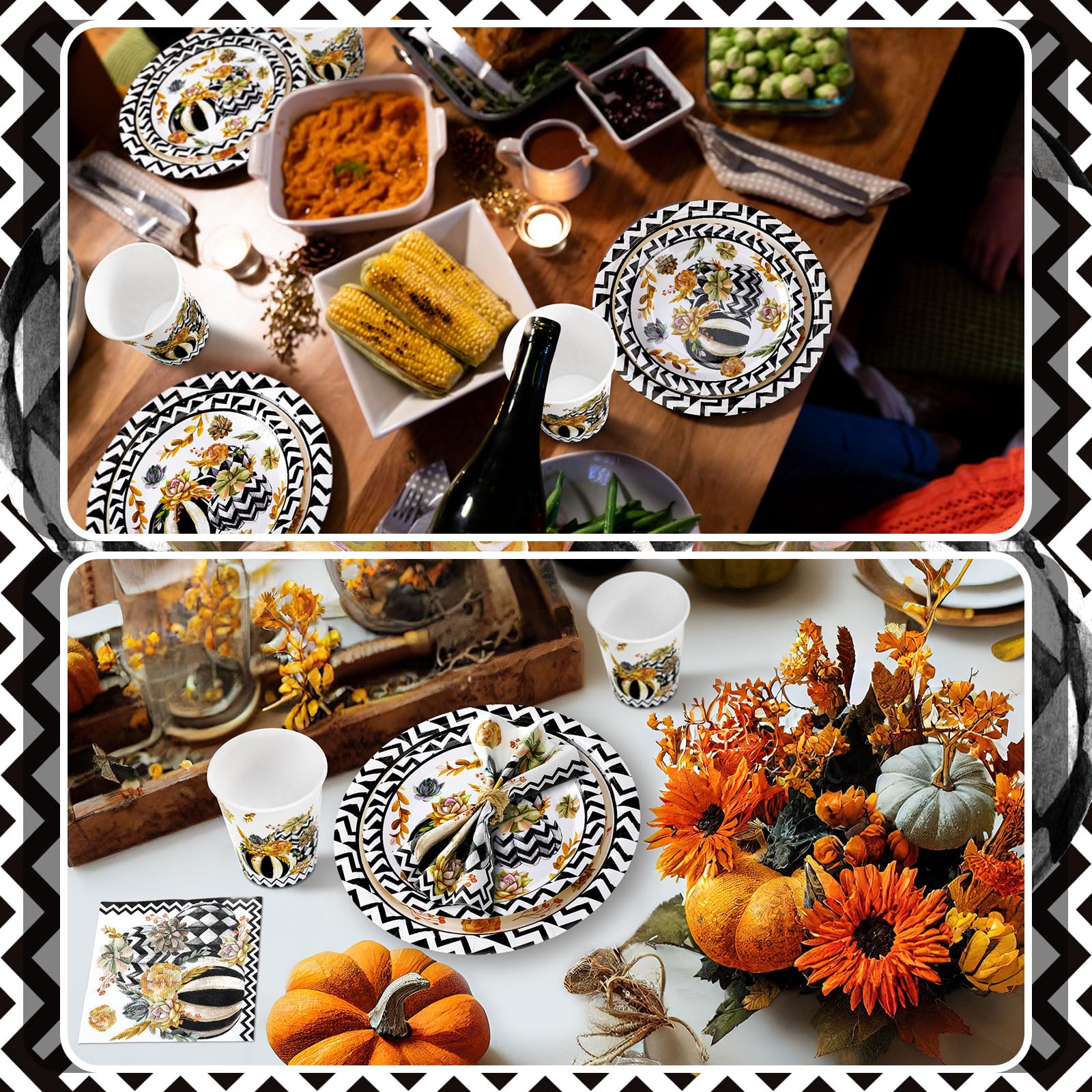 Hsei 250 platos y servilletas de calabaza otoñal, decoración de fiesta, juegos de vajilla desechables, suministros de fiesta de cumpleaños, sirve para 50 invitados, vajilla de bebé, despedida de
