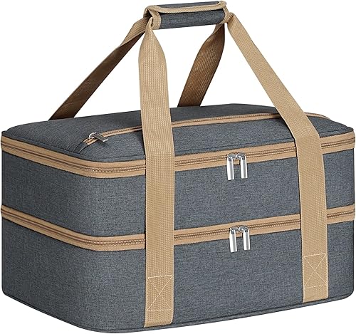 Cazuela de doble aislamiento con almacenamiento superior, cazuela para alimentos calientes o fríos, transportador de alimentos para picnic, playas,