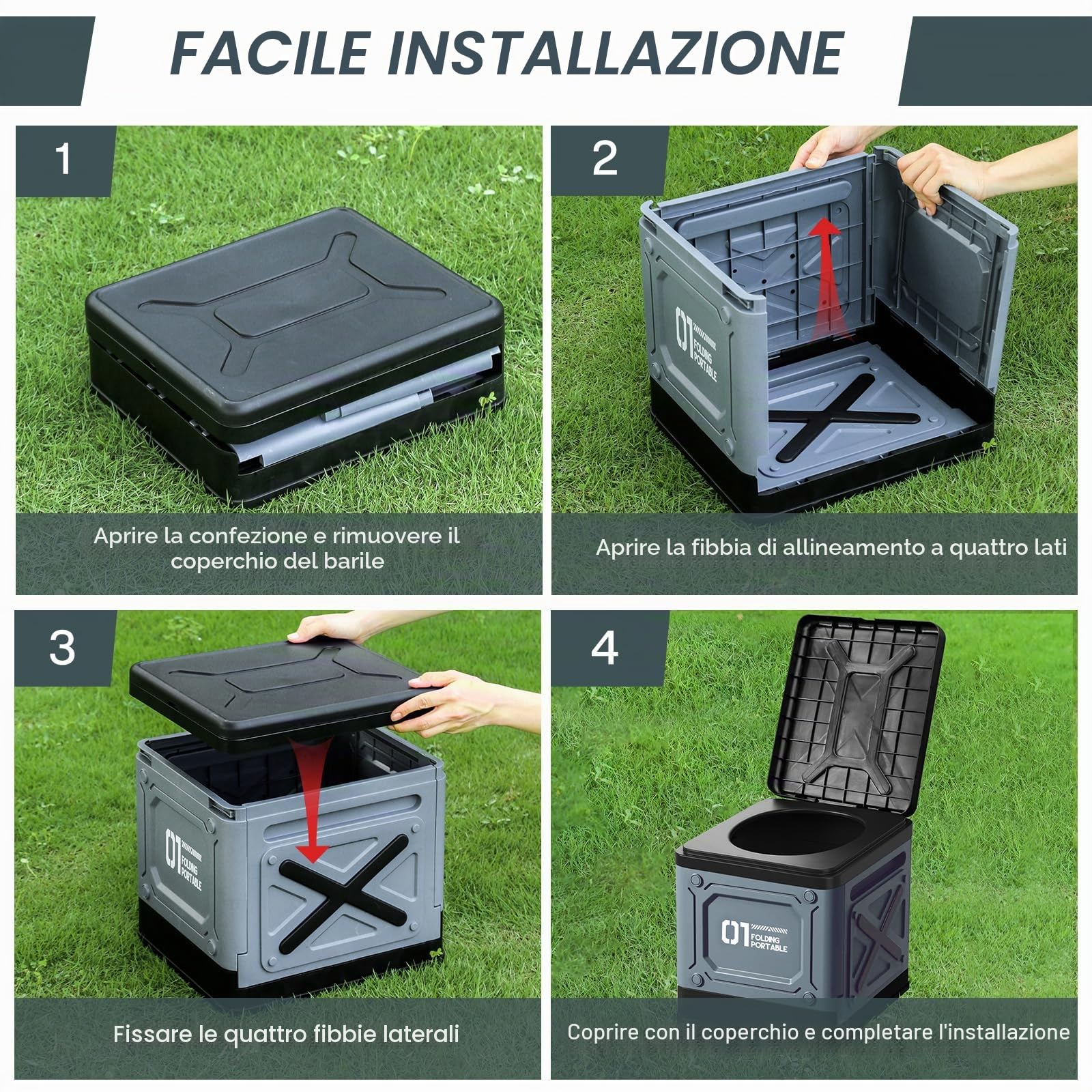 WC Portatile,Water Portatile Adulti,Toilette Portatile Campeggio Pieghevole,WC Portatile Adulti Max 150 kg,Gabinetto Portatile Adulti per Campeggio,Auto,Viaggi (Blu)