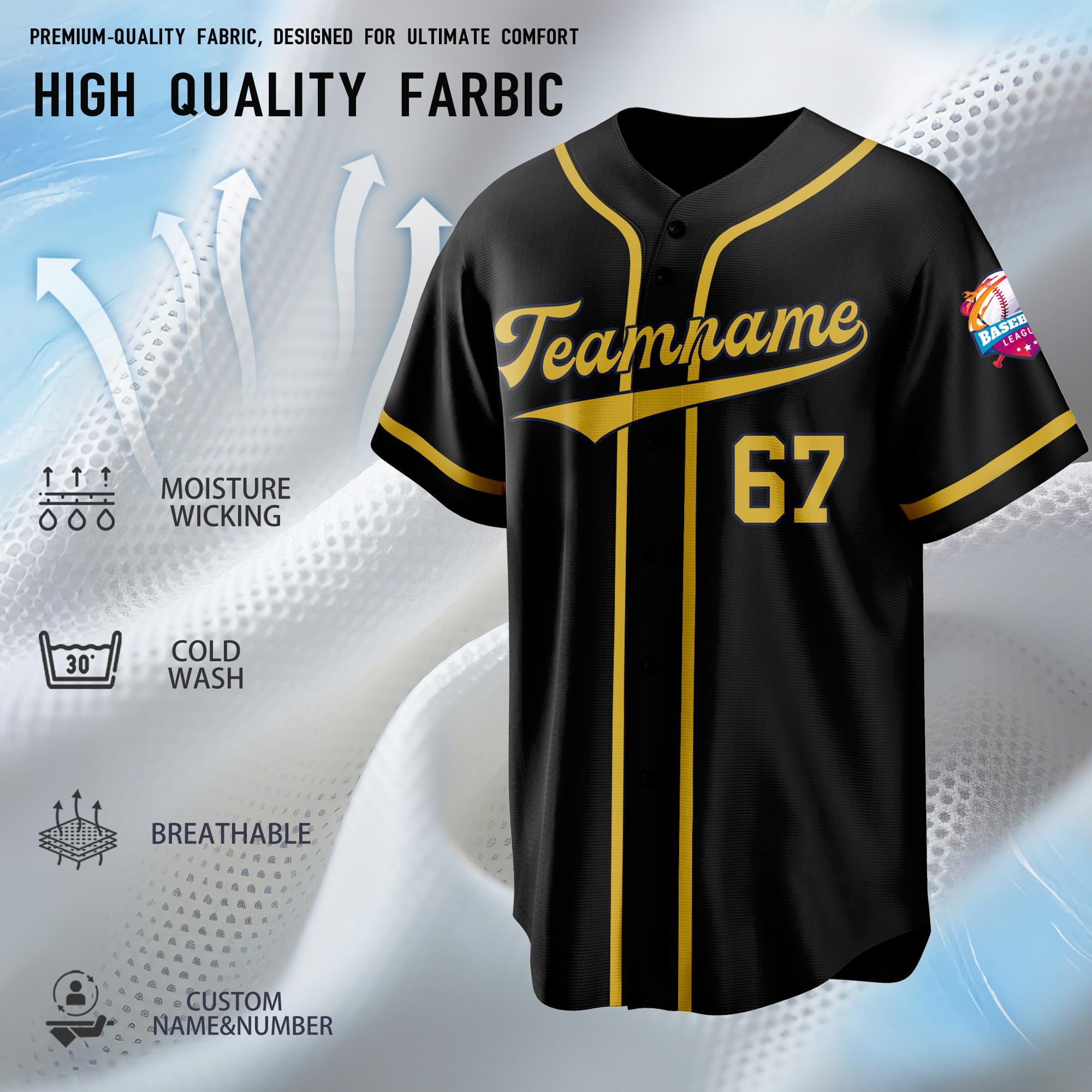 Custom Baseball Jersey Personalized Stitched/Printed Number Name Logo Softball Shirts for Men Women Youth Kids - 2