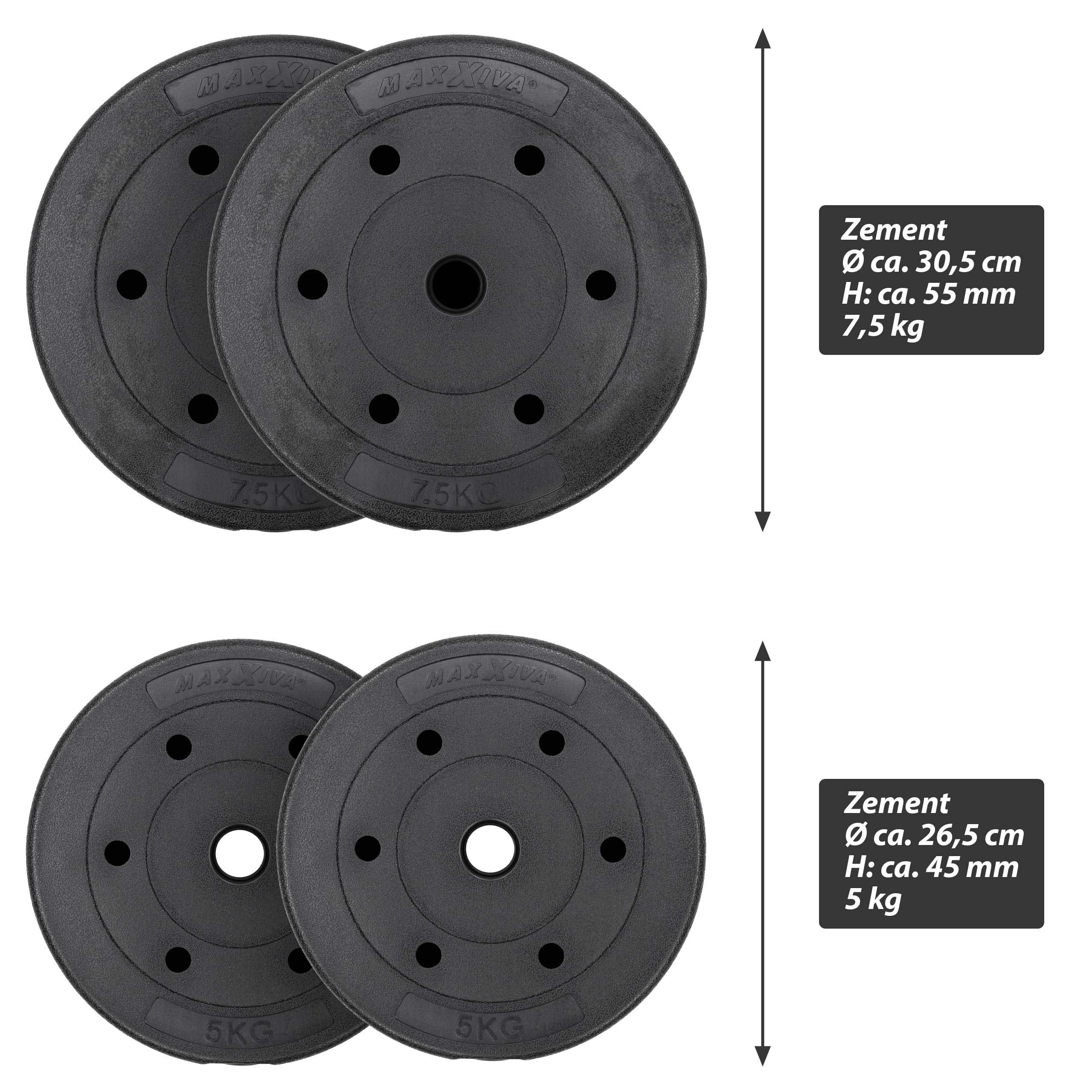 Langhantel-Set Zement 30 kg 4 Gewichtsscheiben Sternverschlüsse Hantelset für Kraftsport Muskelaufbau Workouts Bodybuilding Reha Schraubverschlüsse