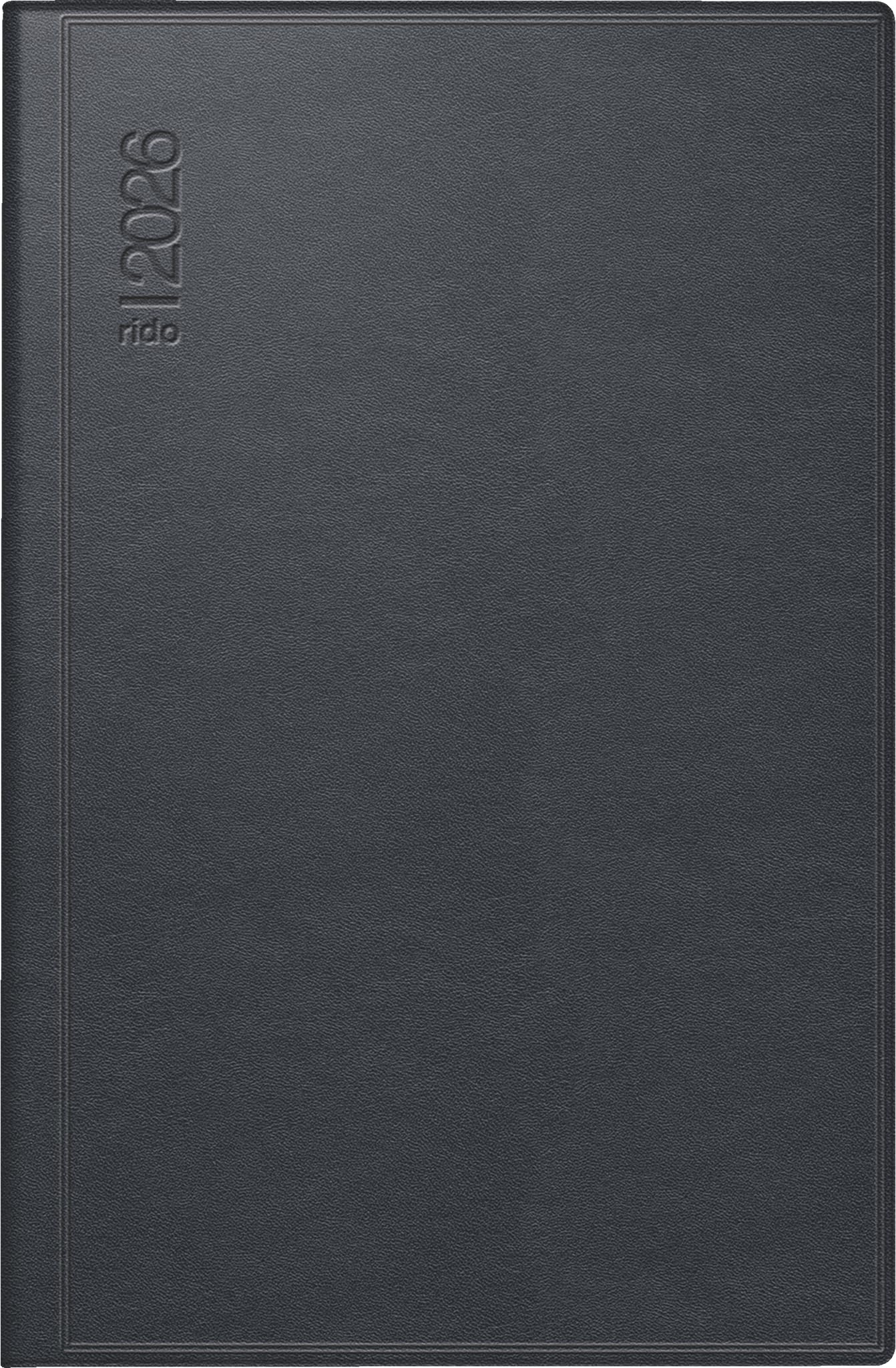 rido/idé Taschenkalender Mod. Industrie II 2026 | A7, Leder, schwarz