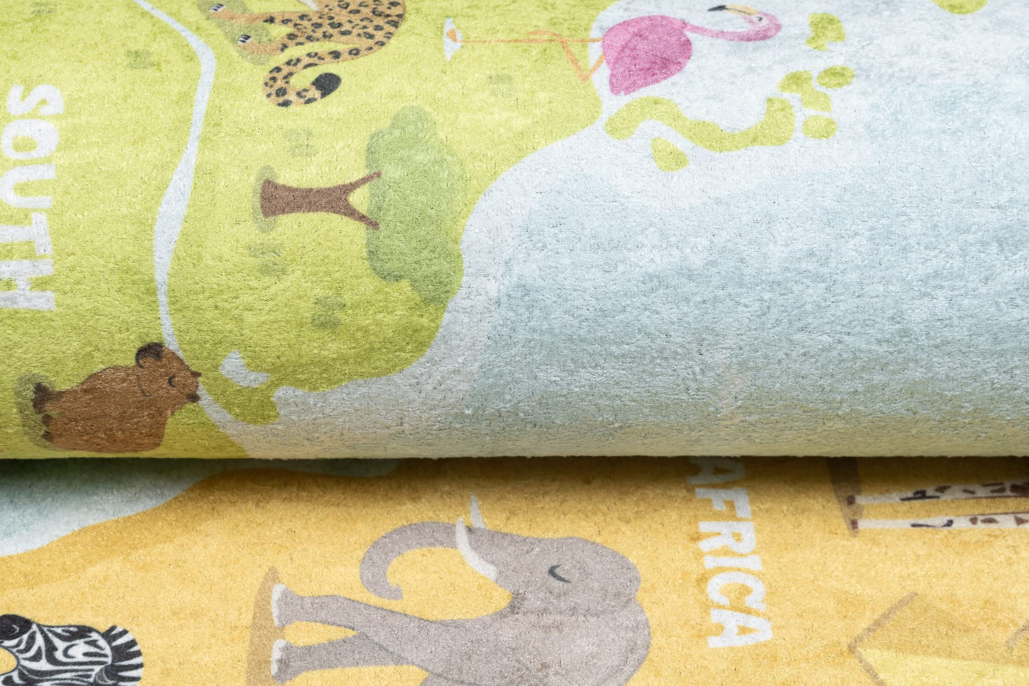 TAPISO Emma Tappeto Gioco Bambini Sala Giochi Cameretta Stanza Bambini Stampato Morbido Multicolore Mappa del Mondo Antiscivolo Lavabile in Lavatrice 140 x 200 cm