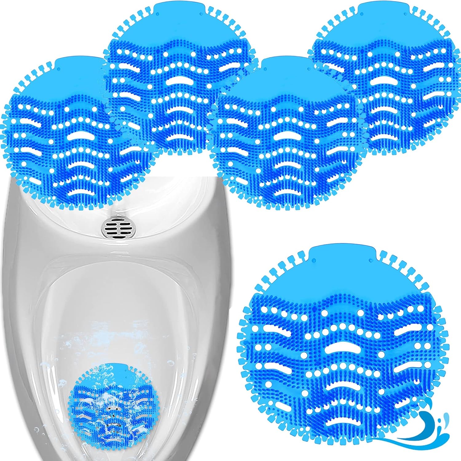 5 Pack Scented Urinal Screens Deodorizer with AntiSplash Bristles, KASTWAVE Men Bathroom