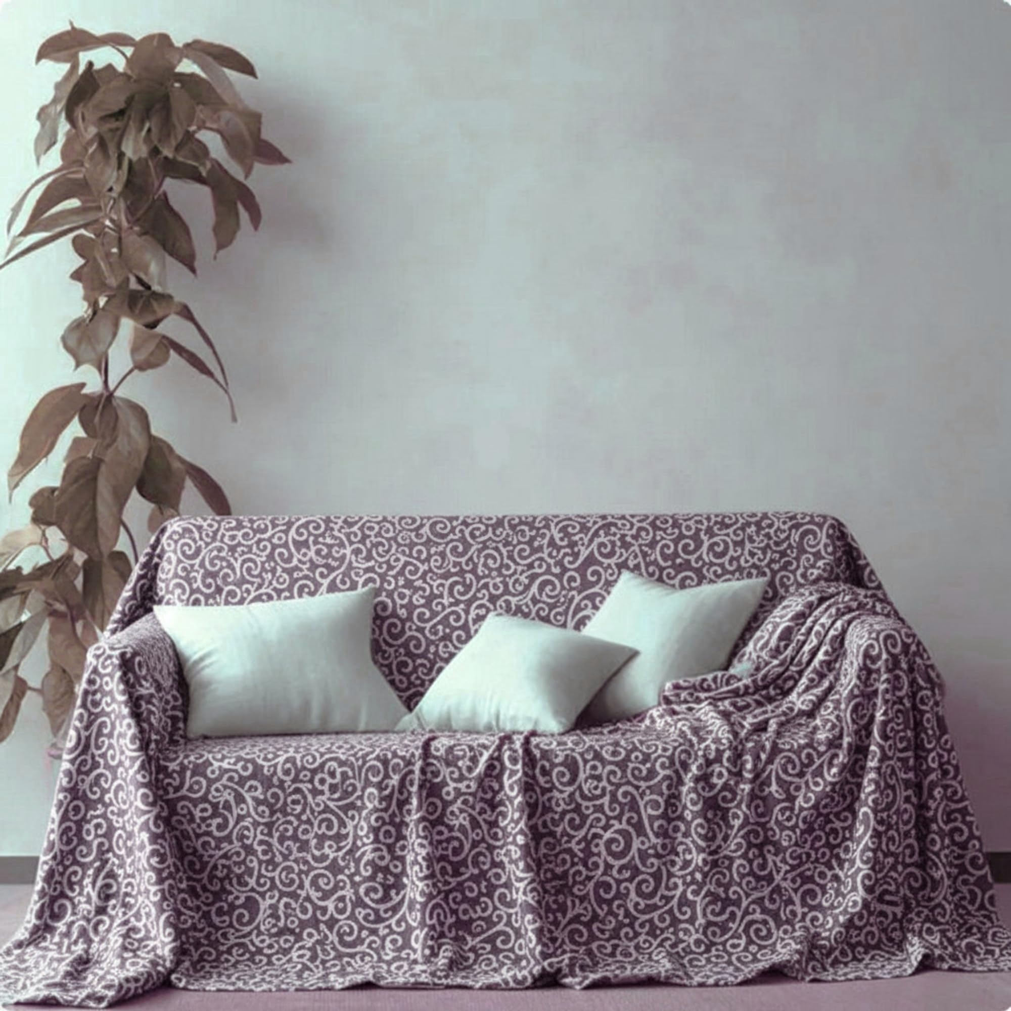 L'Emporio Casa Telo Arredo Copridivano Ricciolo Tela Robusta Grossa in Cotone di Panama Misure Maxi 160X280-260x280-360x280 Lenzuolo Copritutto Made Italy (160x280, Boedeaux)