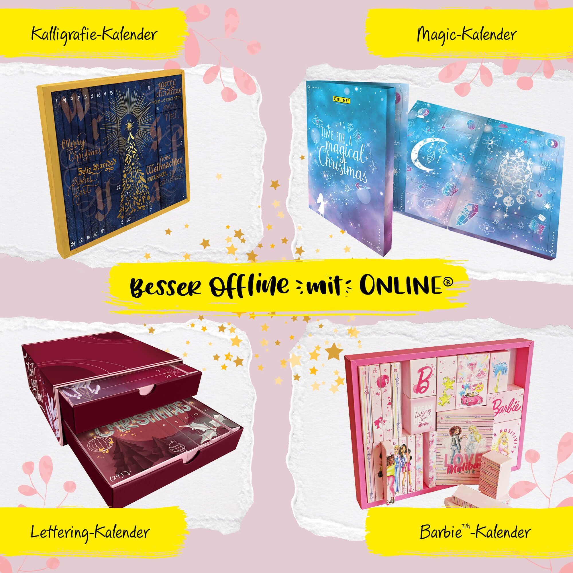 ONLINE Handlettering Calendario dell'Avvento 2026, creativo per adolescenti, ragazze, ragazzi e adulti, calendario dell'Avvento con oltre 25 prodotti, calligrafia, lettering e tutorial