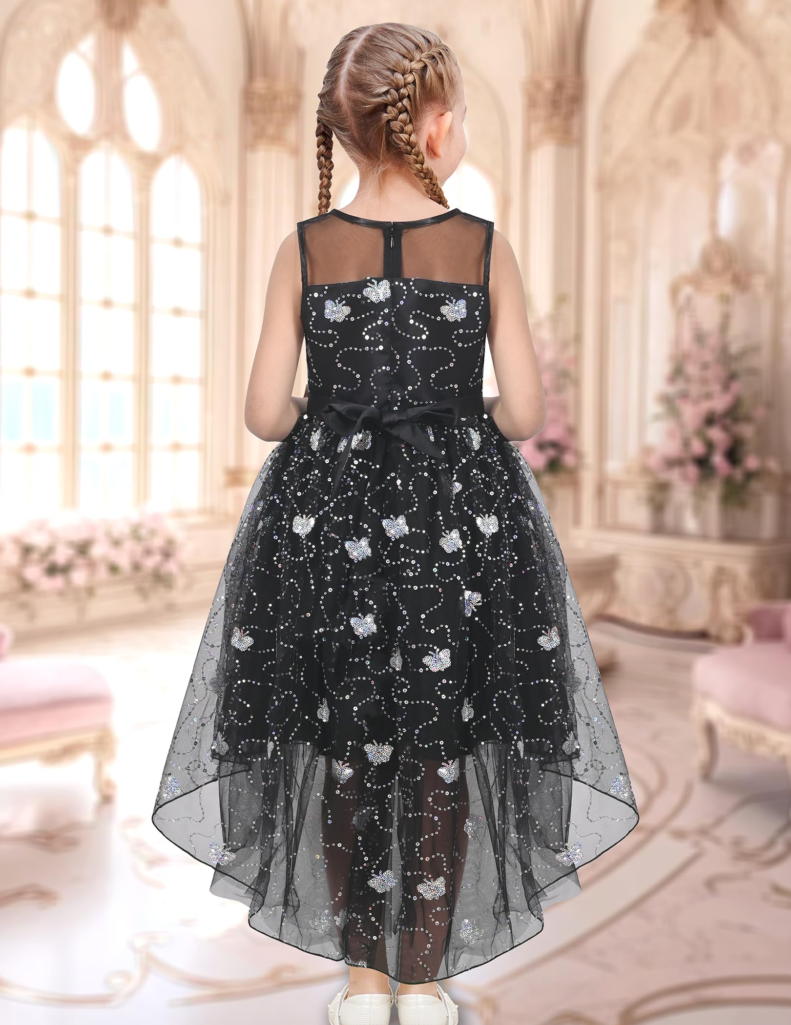 Sunny Fashion Vestito Bambina Lustrino Maglia Festa Nozze Principessa Tulle 7-14 Anni