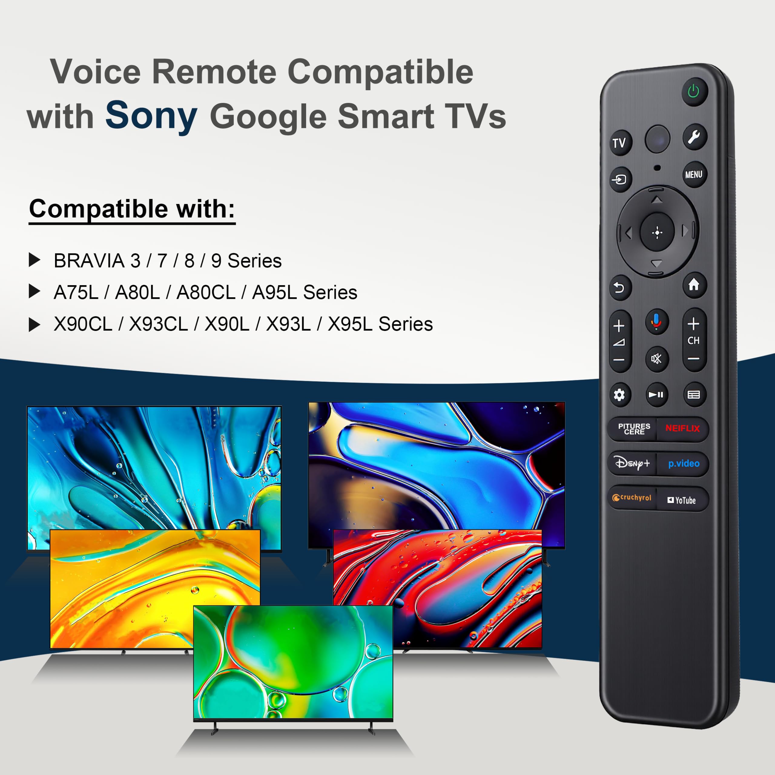 Telecomando di ricambio per TV Sony, Bravia Google 4K LED OLED Smart TV Control con voce e retroilluminato