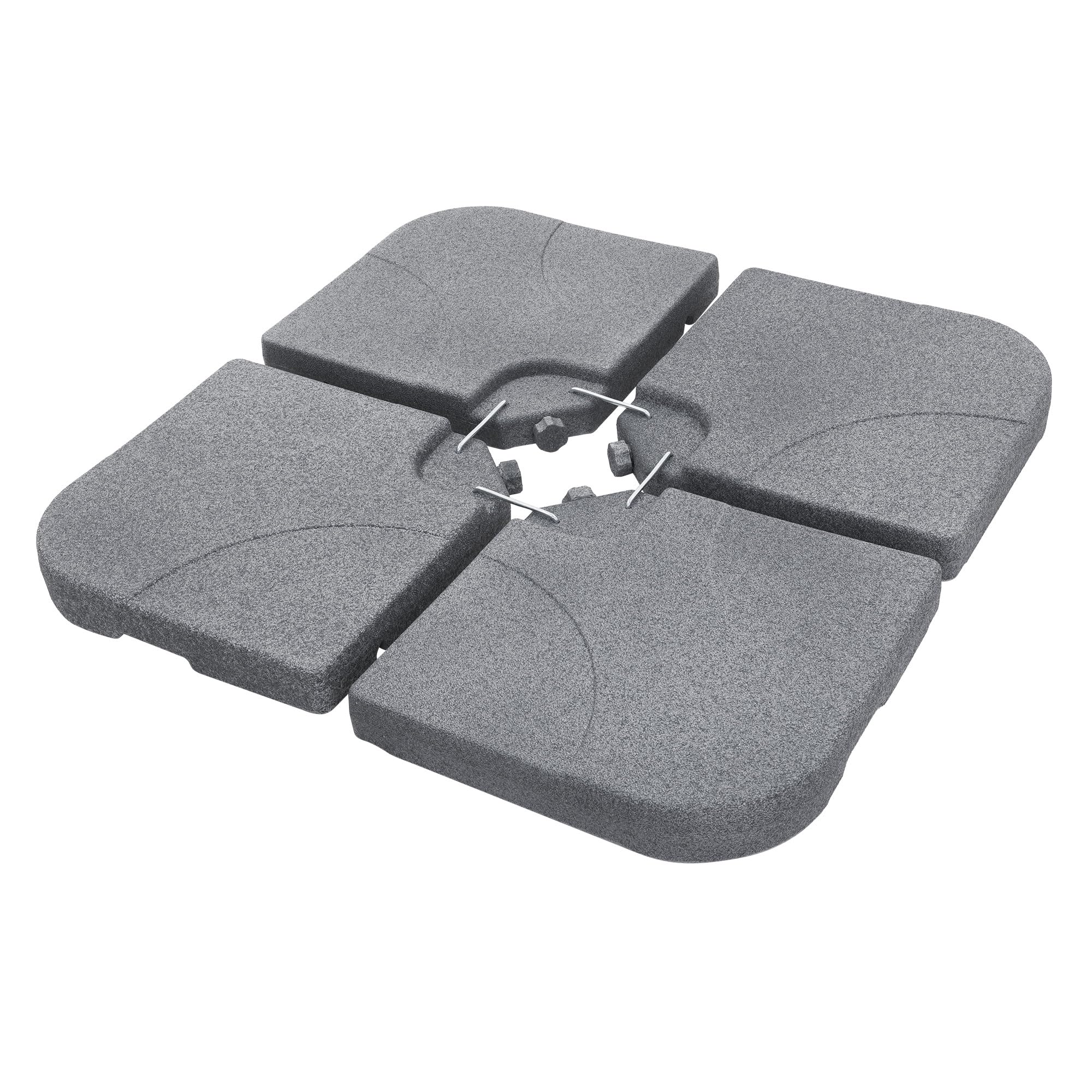 ML-Design 4-czesciowa podstawa parasola ogrodowego zestaw obciazników 60L / 80 kg do podstawy krzyzowej wypelnienie woda lub piaskiem wyglad kamienia odporna na warunki atmosferyczne metalowe laczniki