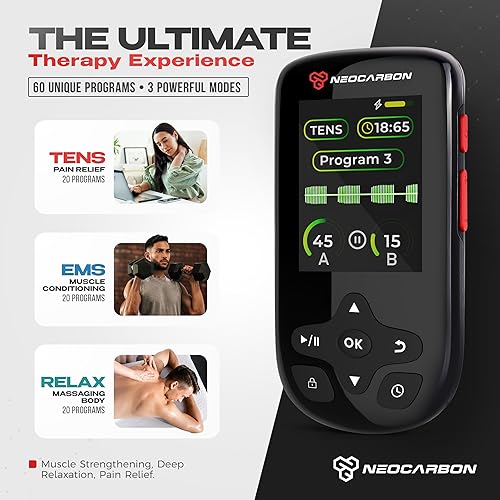 Miniatura 3 de TENS Unit Estimulador muscular Ultra para alivio del dolor y recuperación, máquina TENS EMS con modo constante PMS, máquina Stim de doble canal para