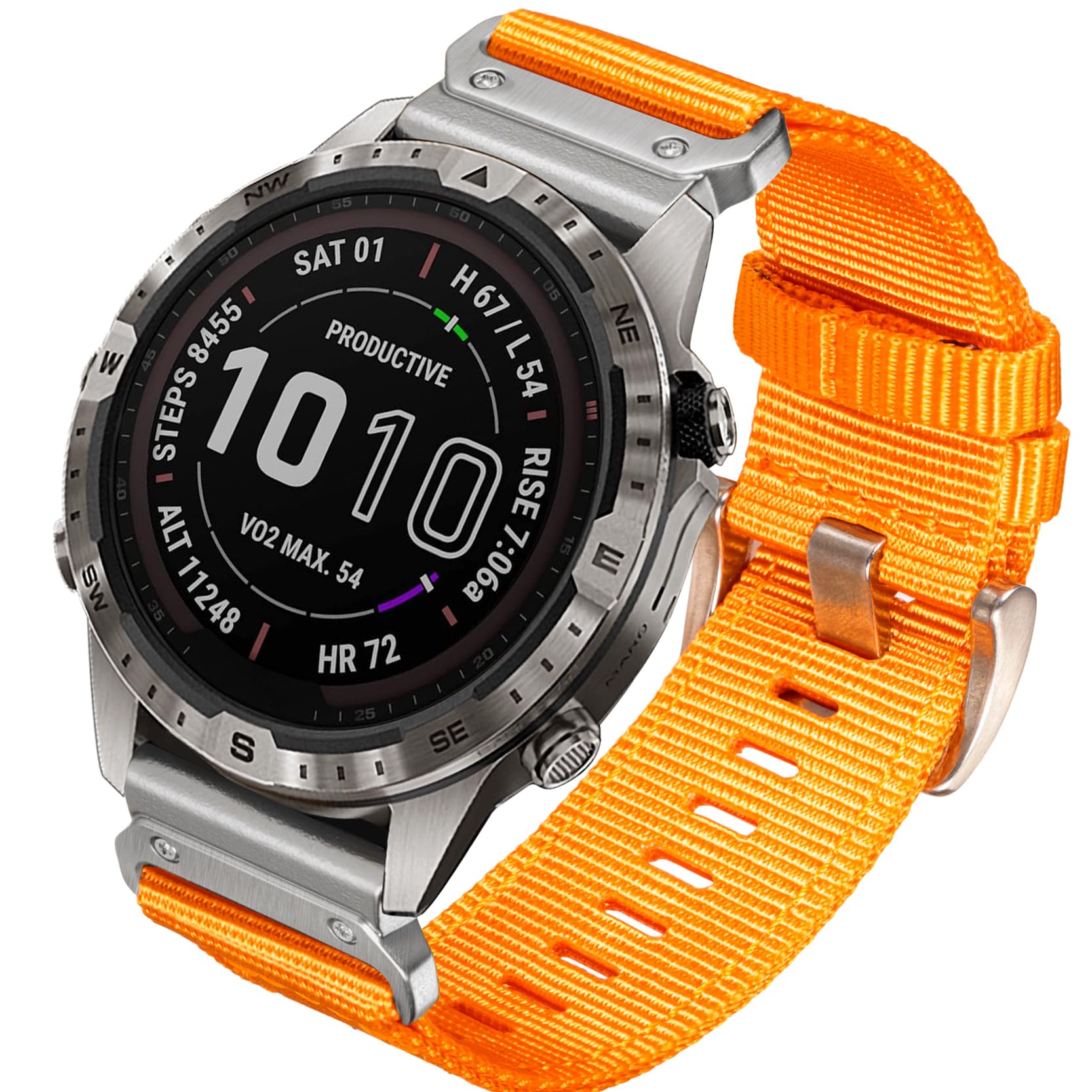 HEMSUT Premium Nylon Watch Band for Garmin Quick Fit Watch - 20/22/26mm, Glossy Durable Non-Taper Strap with Tang Buckle Military Strap for Fenix