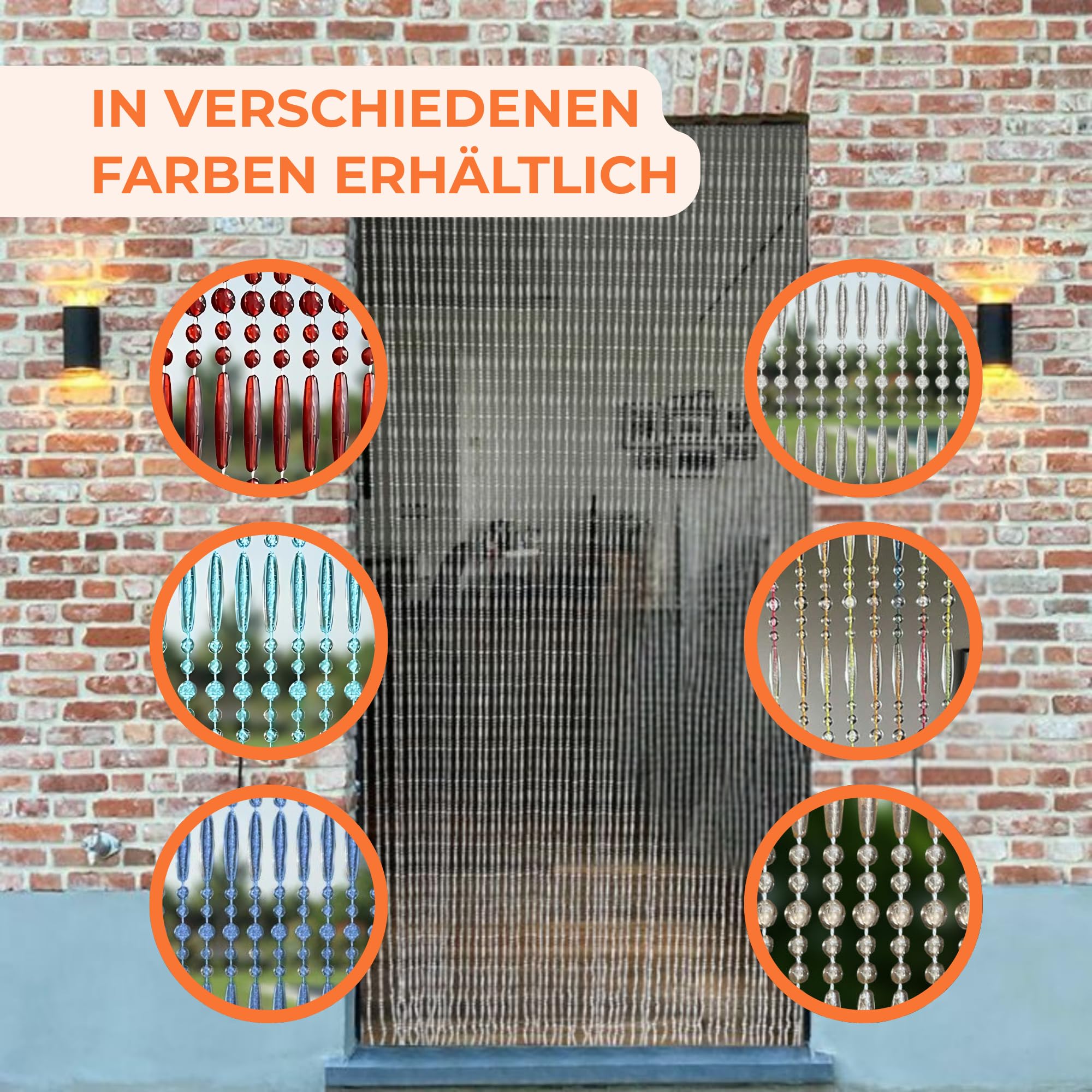 Trente Perlenvorhang Verschiedene Größen und Farben, Balkontür Fliegengitter, Insektenschutz Perlen, Fliegenvorhang Transparent 100 x 230 cm