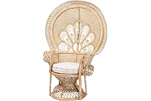 Baxton Studio Ediva Modern Bohemian Natural Brown Rattan Peacock Accent Chair
