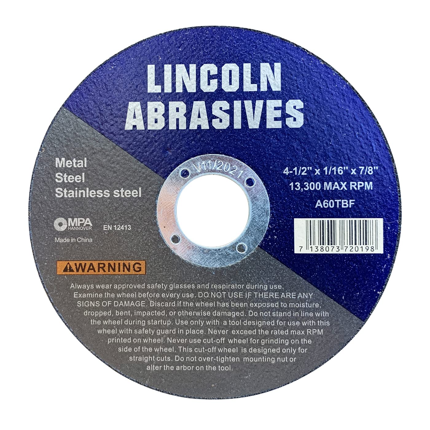 Paquete de 50 ruedas de corte de 4-1/2 pulgadas Lincoln Abrasives de 1/16 pulgadas de metal y acero inoxidable