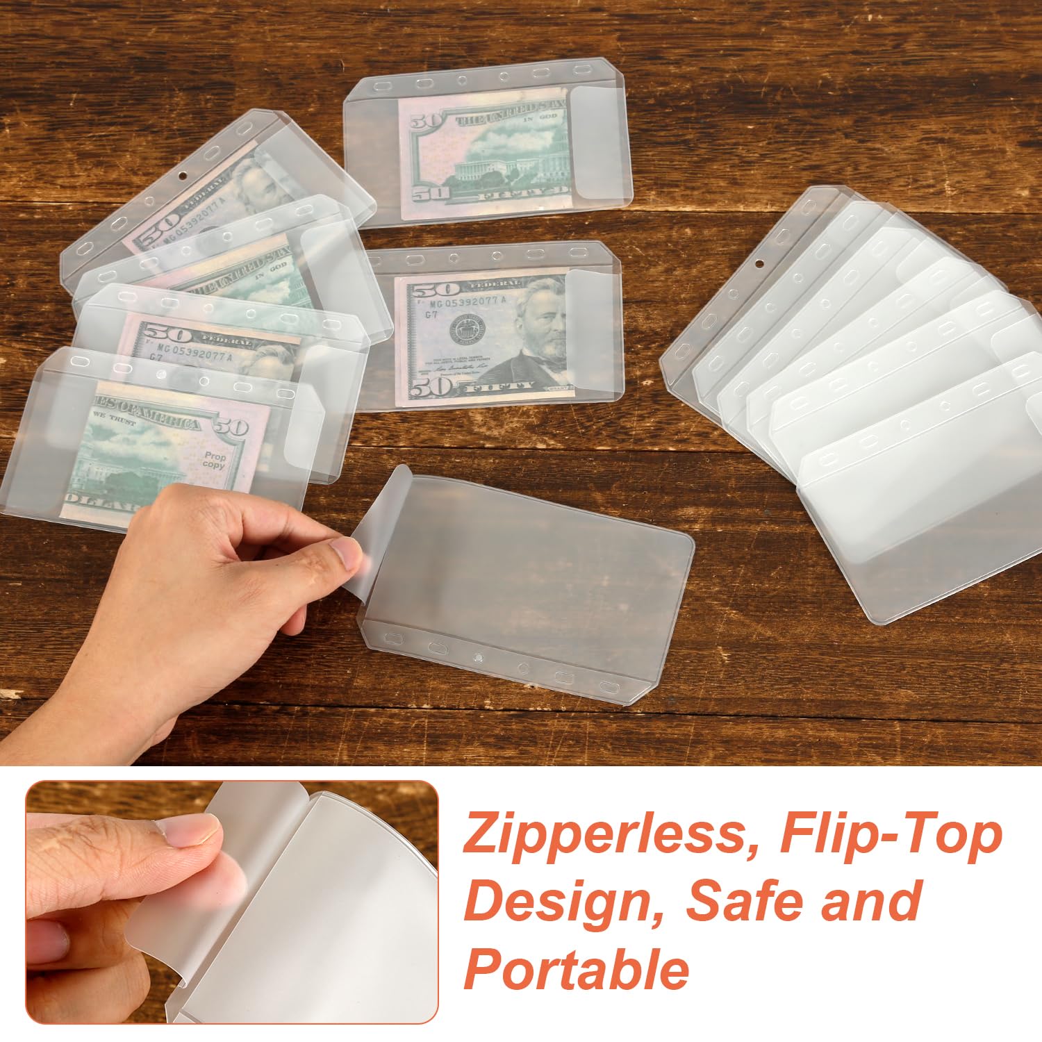 PEUTIER 24pcs A7 Translucent PVC Binder Pockets, 6-Hole Design, Ideal for Cash Bills, Documents, as shown in the picture - Image 3