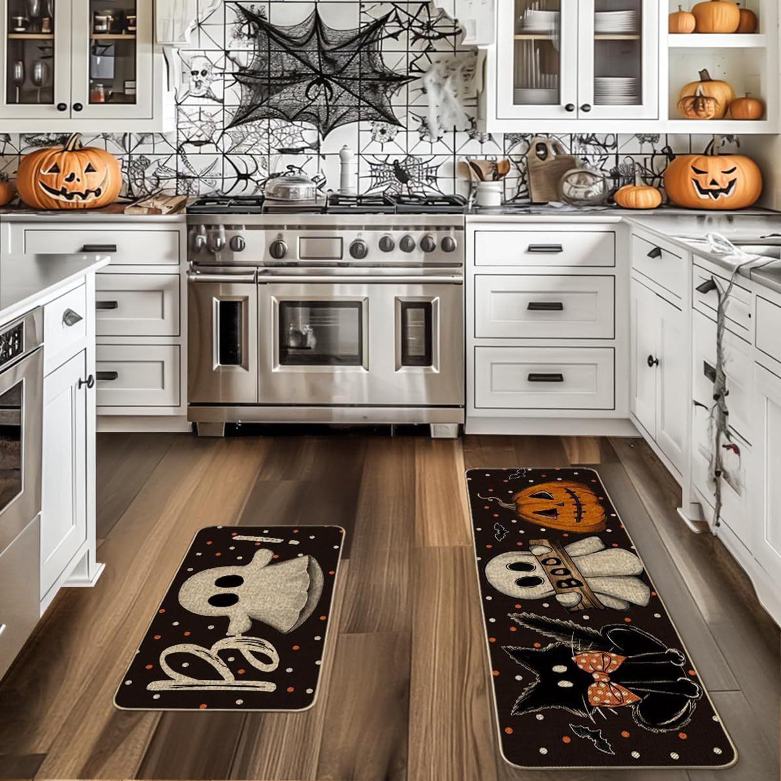 Dywany kuchenne na Halloween, maty kuchenne na Halloween | Dywan z duchami horroru w kuchni,Halloweenowy dywanik łazienkowy do kuchni, ganek do łazienki