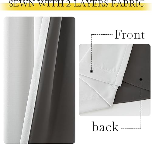 Miniatura 4 de NICETOWN Cortinas de lino sintético 100% opacas para sala de estar, cortinas plisadas de mezcla de lino grueso, tratamientos térmicos para ventanas,