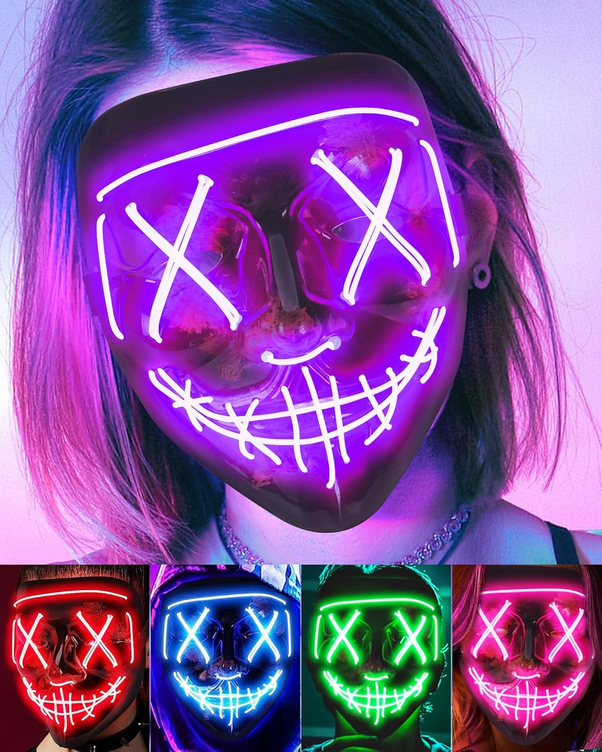 Sago Brothers Halloween Mask, LED Light Up Mask, Scary Mask