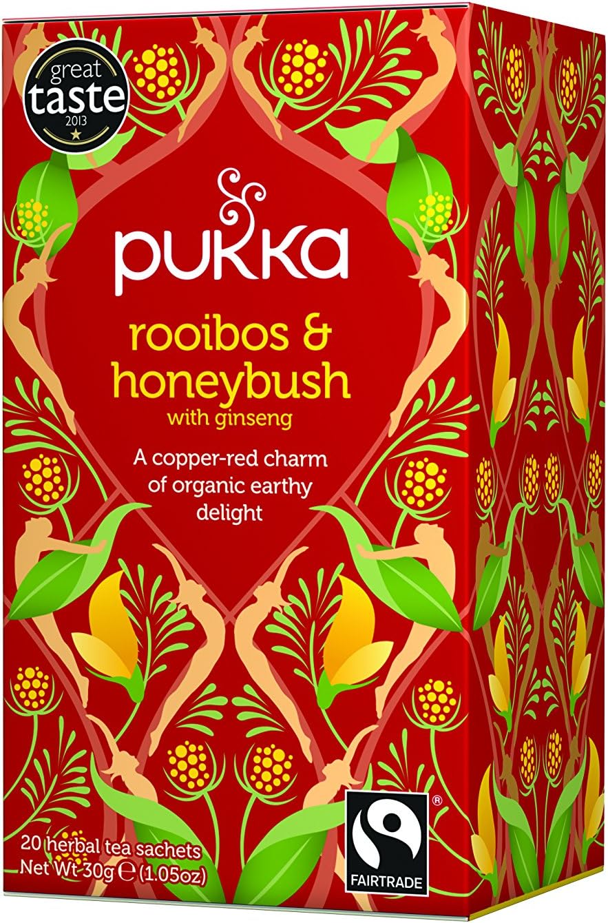 Pukka Organic, Caffeine Free, Rooibos and Honey Bush Tea, 20 Tea Bags (Pack of 6)