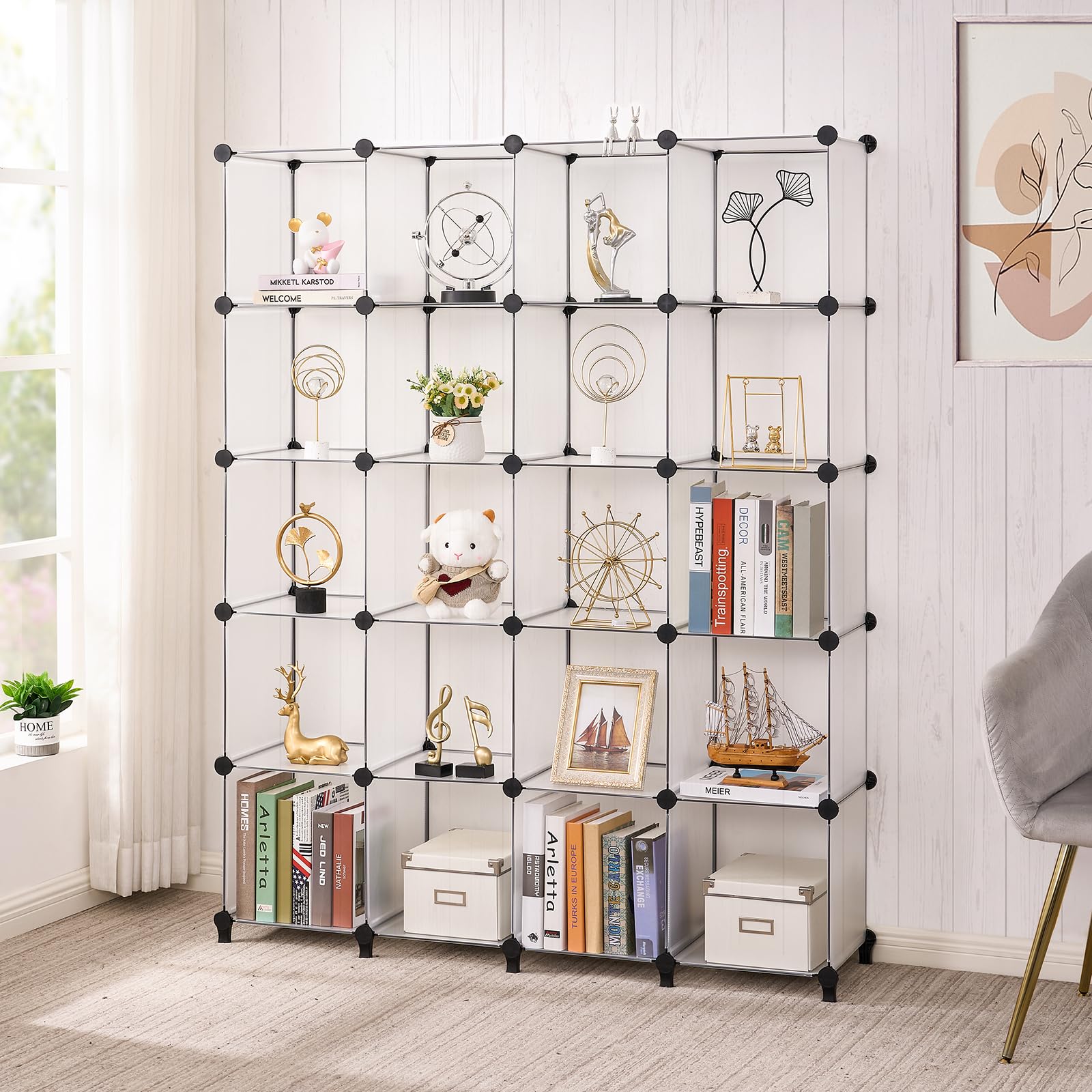 ANWBROAD Cube Storage Organizer 20Cube Cubby Shelving Book Shelf