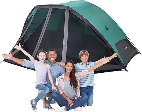 Camping Tent - Water-Resistant Cabin Style Outdoor Shelter with Built-in Screen Tent and Carrying Bag by Wakeman Outdoors