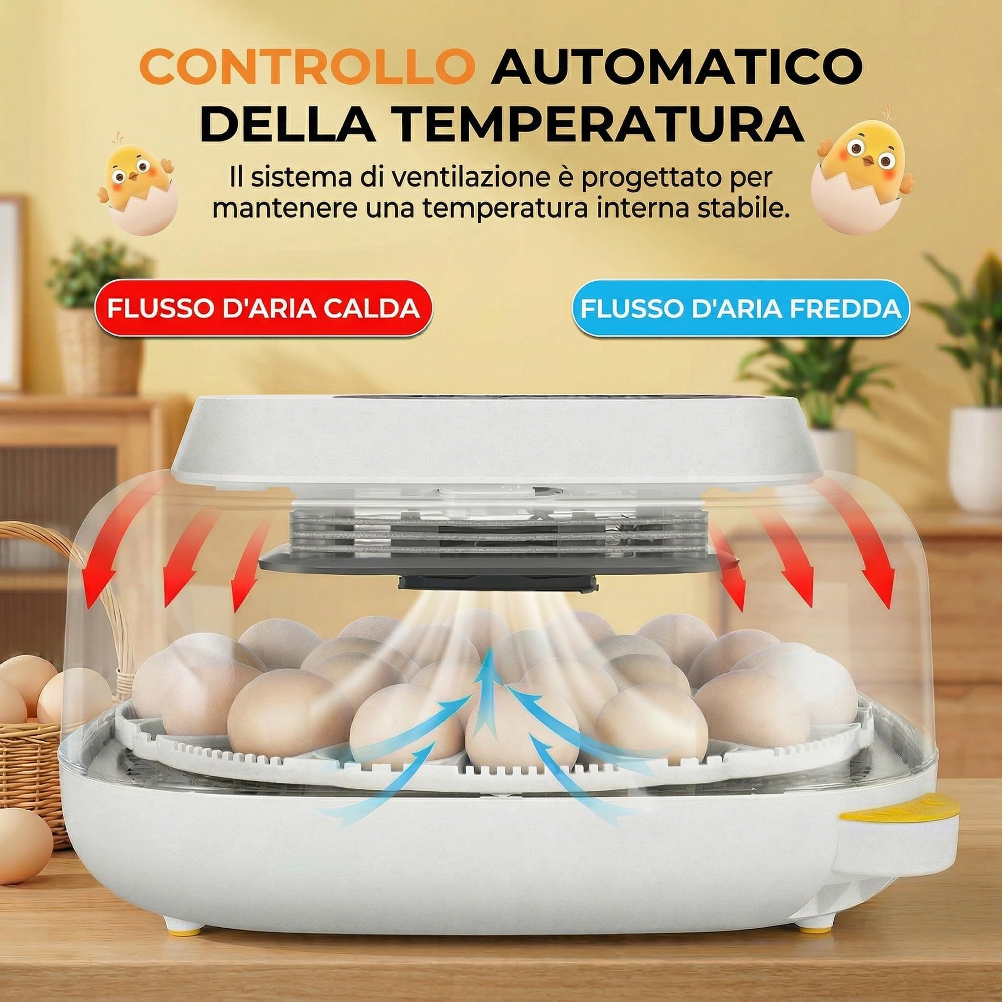 Sailnovo incubatrice automatica per 24 uova, 4 modalità per volatili, con girauova automatico, controllo temperatura e allarme umidità, per uova di gallina, anatra e quaglia (Grigio)