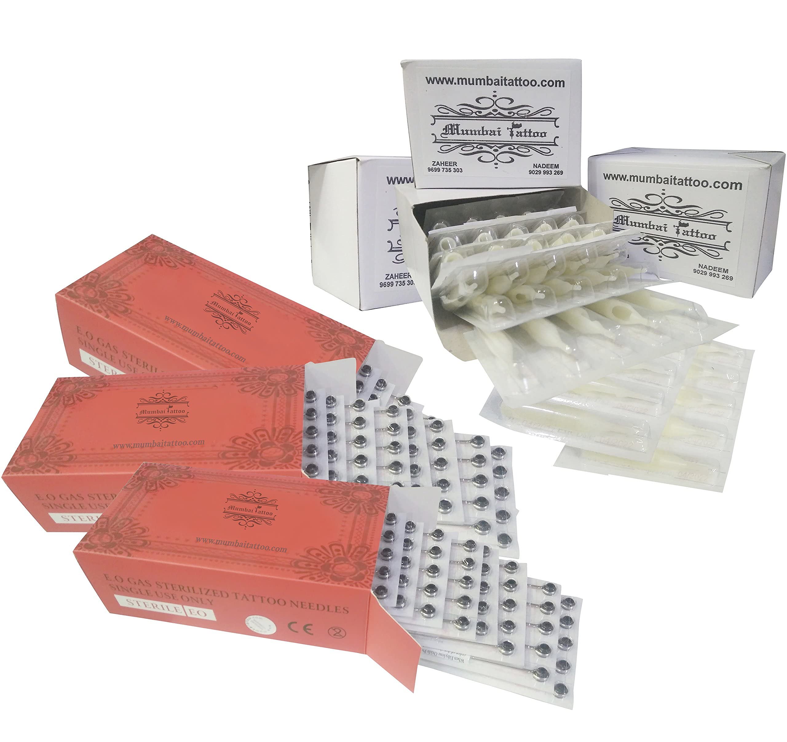 MUMBAI TATTOO COMBO PACK NEEDLES 11RL,11RS,11M1 ROUND MAGNUM LINER, SHADER WITH TIPS 11RT,11RT,11MFT (PACK OF 3 RED BOX NEEDLES & 3 BOX TIPS)-image-16