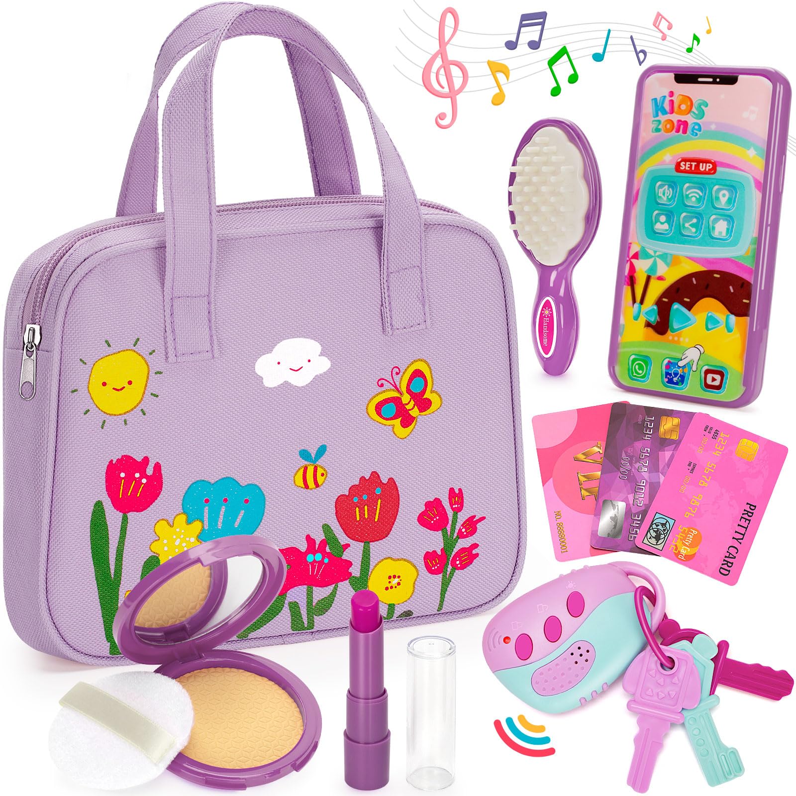 Officygnet Toddlers Toys for Girls 1-3 Years Old, Toddler Purse Girl Toys with Pretend Makeup Kit, Pretend Princess Play Purse Toy for Little Girl,